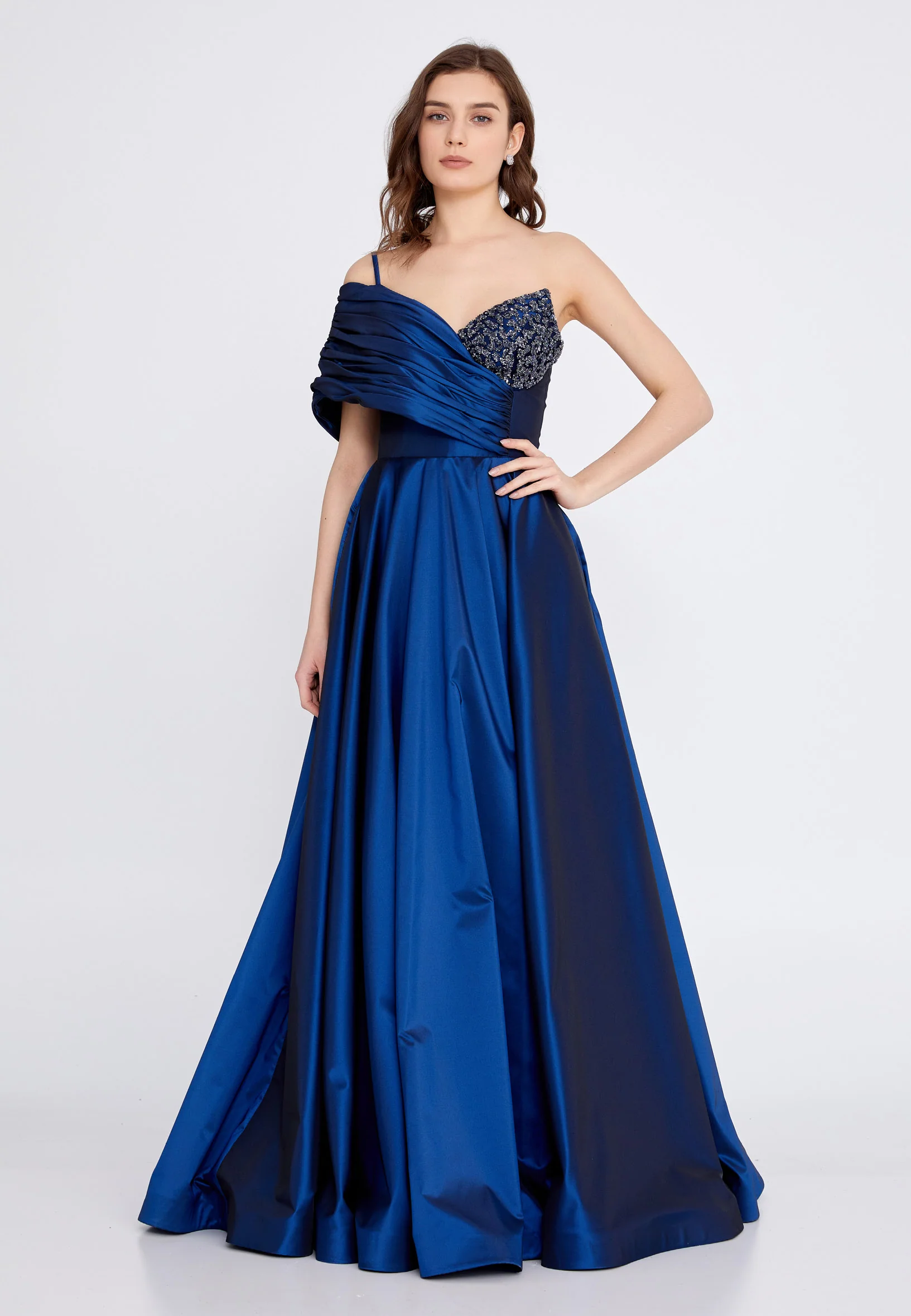 One Shoulder Maxi Polyester A - Line Regular Wedding Guest Dress aln1513 - Image 13