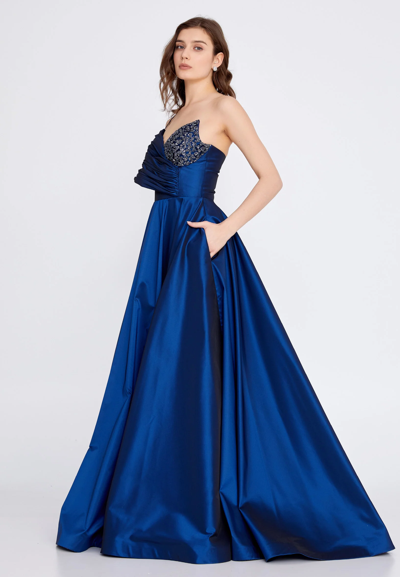 One Shoulder Maxi Polyester A - Line Regular Wedding Guest Dress aln1513 - Image 15