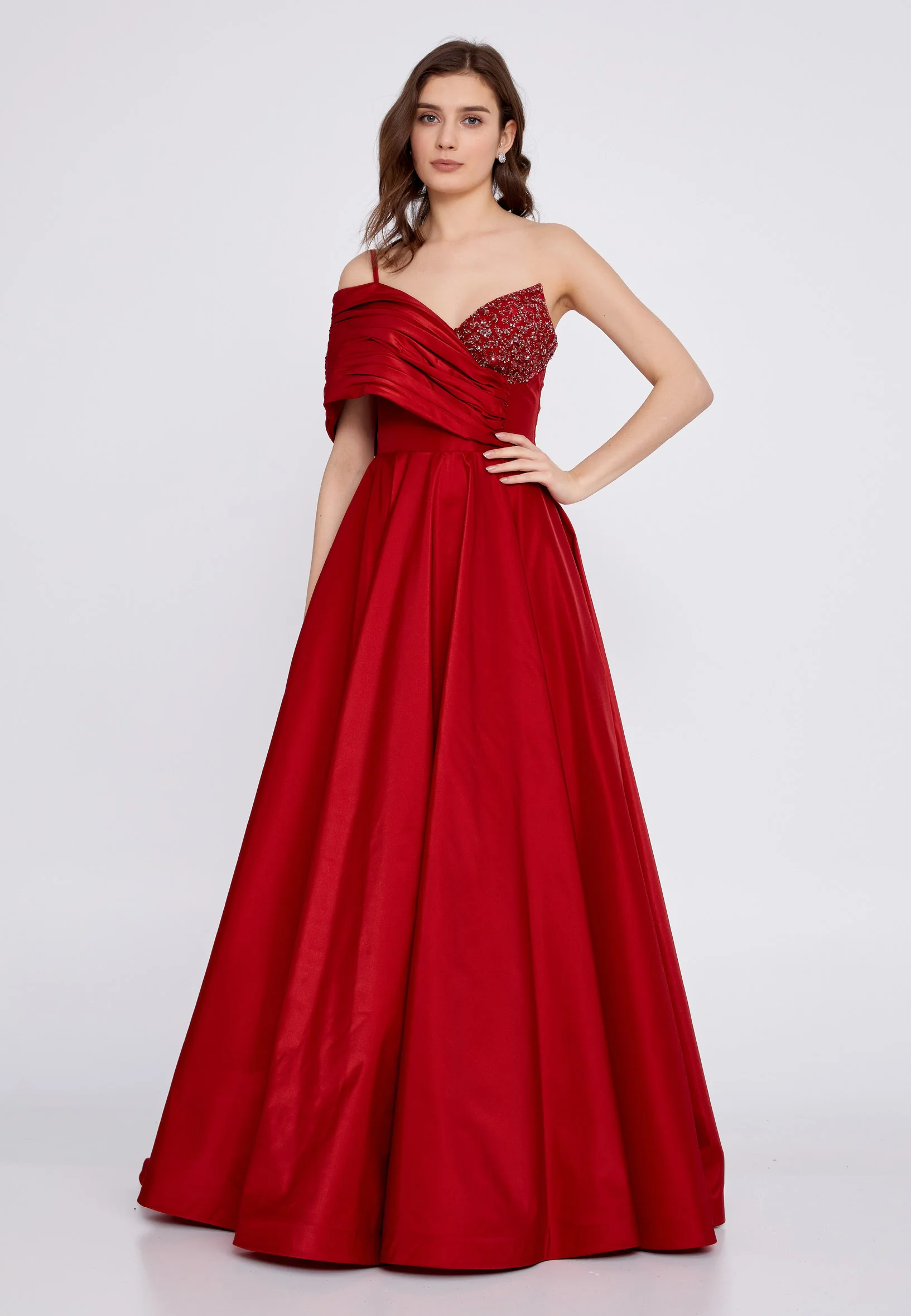 One Shoulder Maxi Polyester A - Line Regular Wedding Guest Dress aln1513 - Image 17