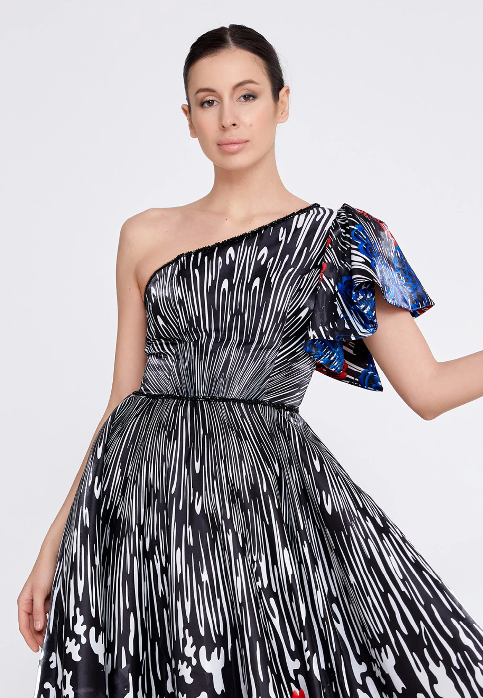 One Shoulder Maxi Satin A - Line Regular Prom Dress ons000-124 - Image 12