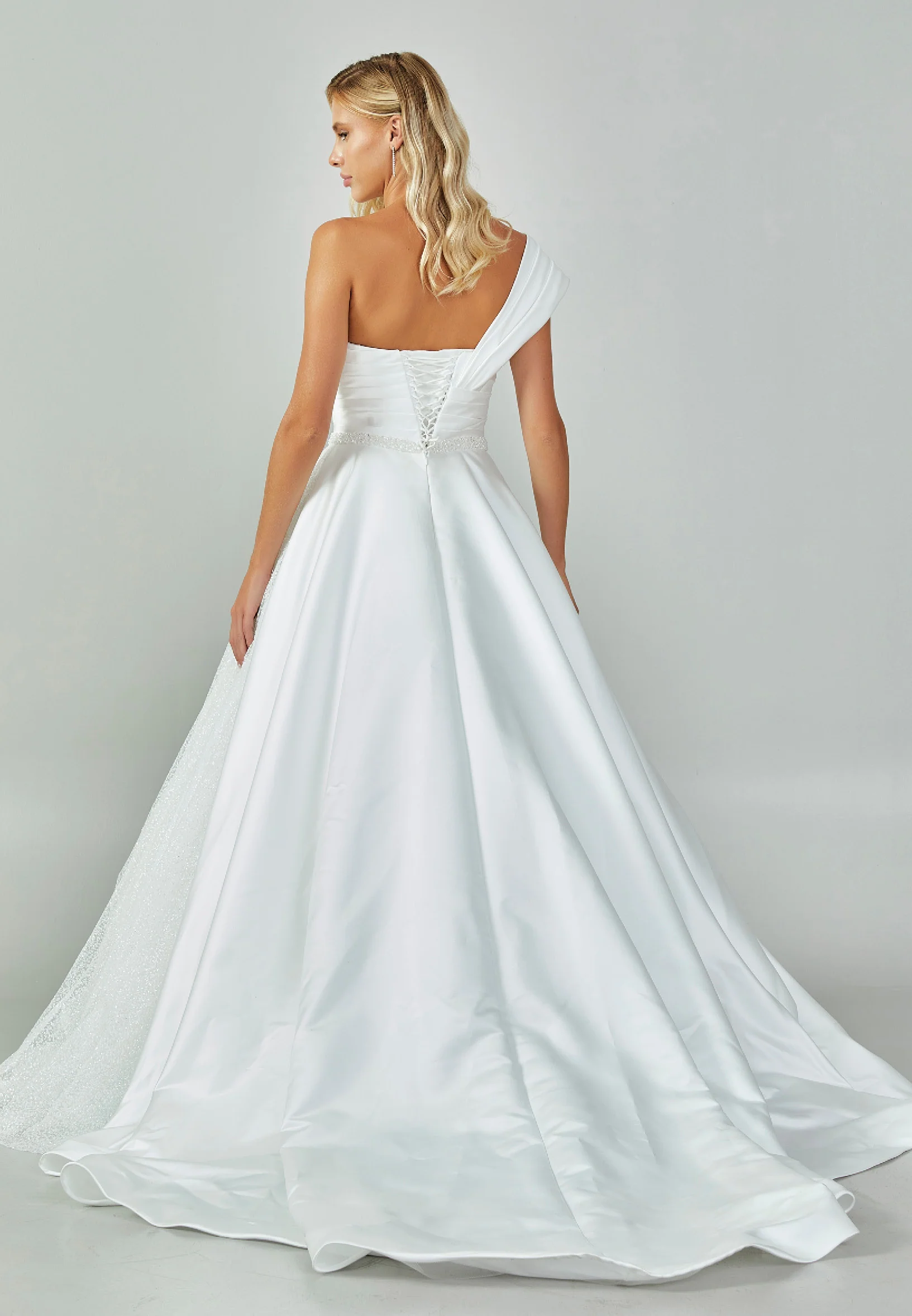 One Shoulder Maxi Satin Regular Wedding Dress abb2301350 - Image 5