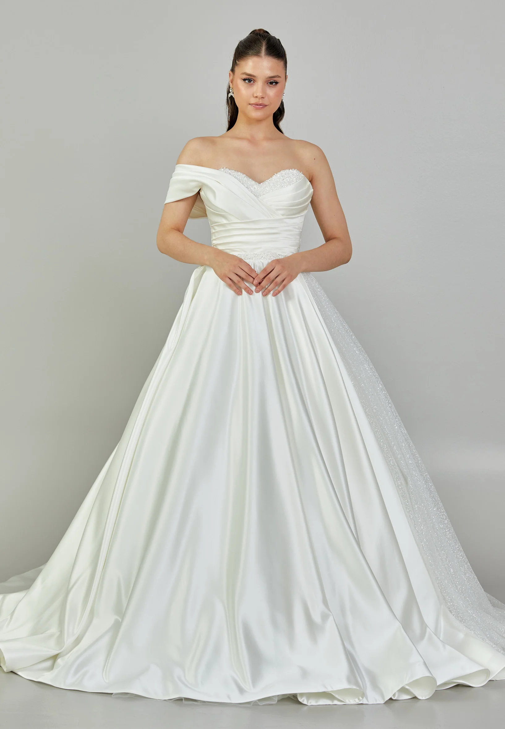 One Shoulder Maxi Satin Regular Wedding Dress abb2401350