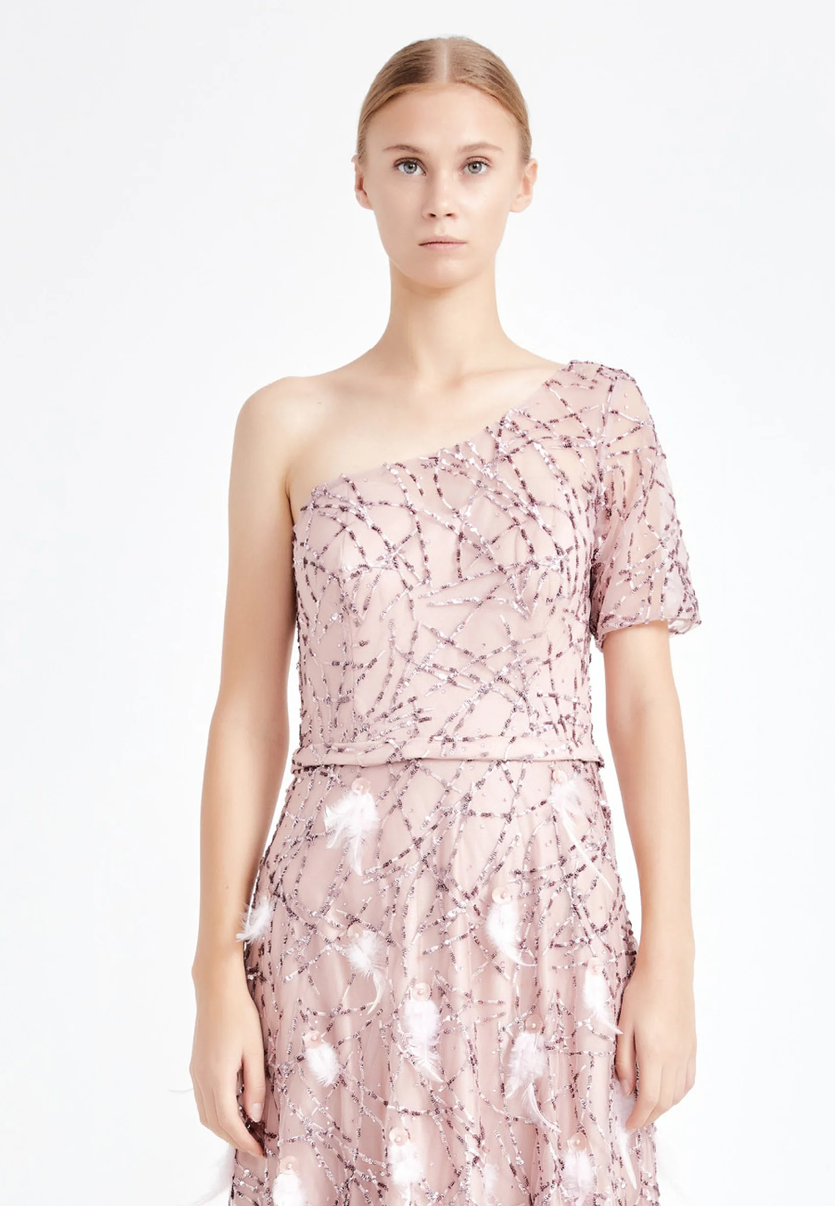 One Shoulder Maxi Sequin A - Line Regular Prom Dress rmn2698-1 - Image 12