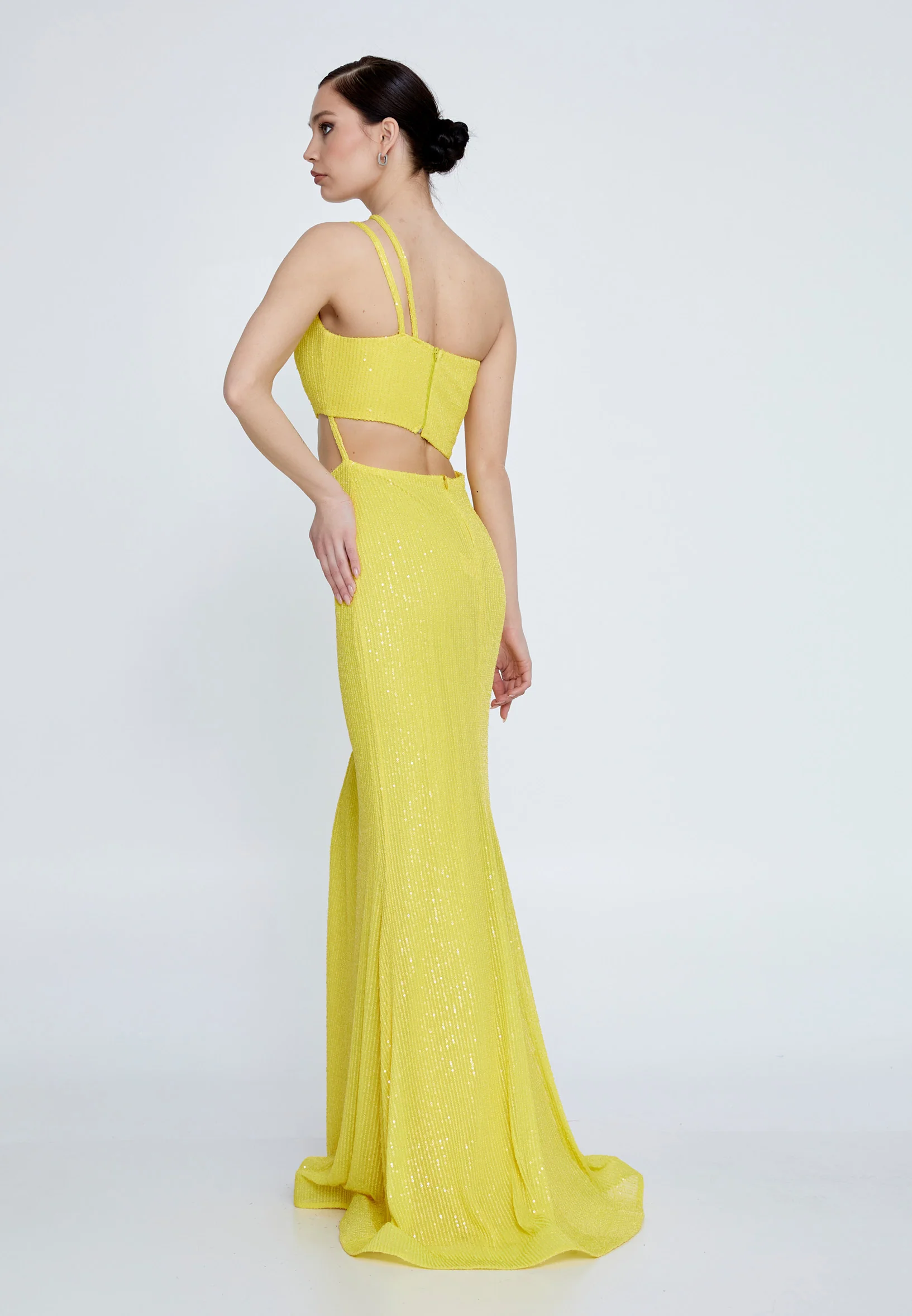 One Shoulder Maxi Sequin Mermaid Regular Wedding Guest Dress aln1618 - Image 18
