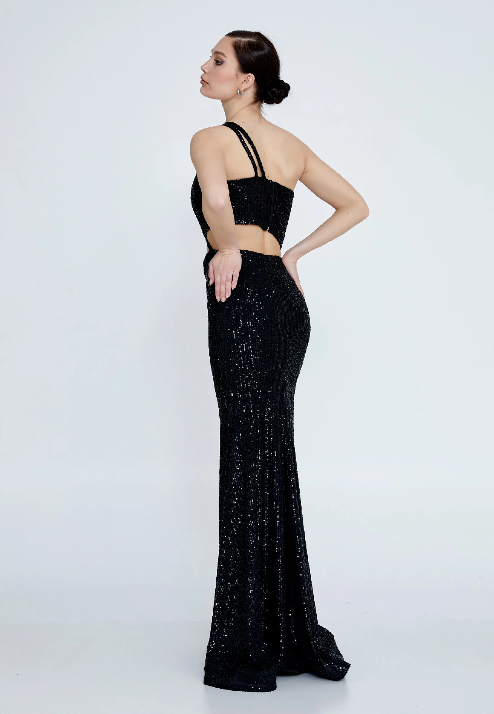 One Shoulder Maxi Sequin Mermaid Regular Wedding Guest Dress aln1618 - Image 6