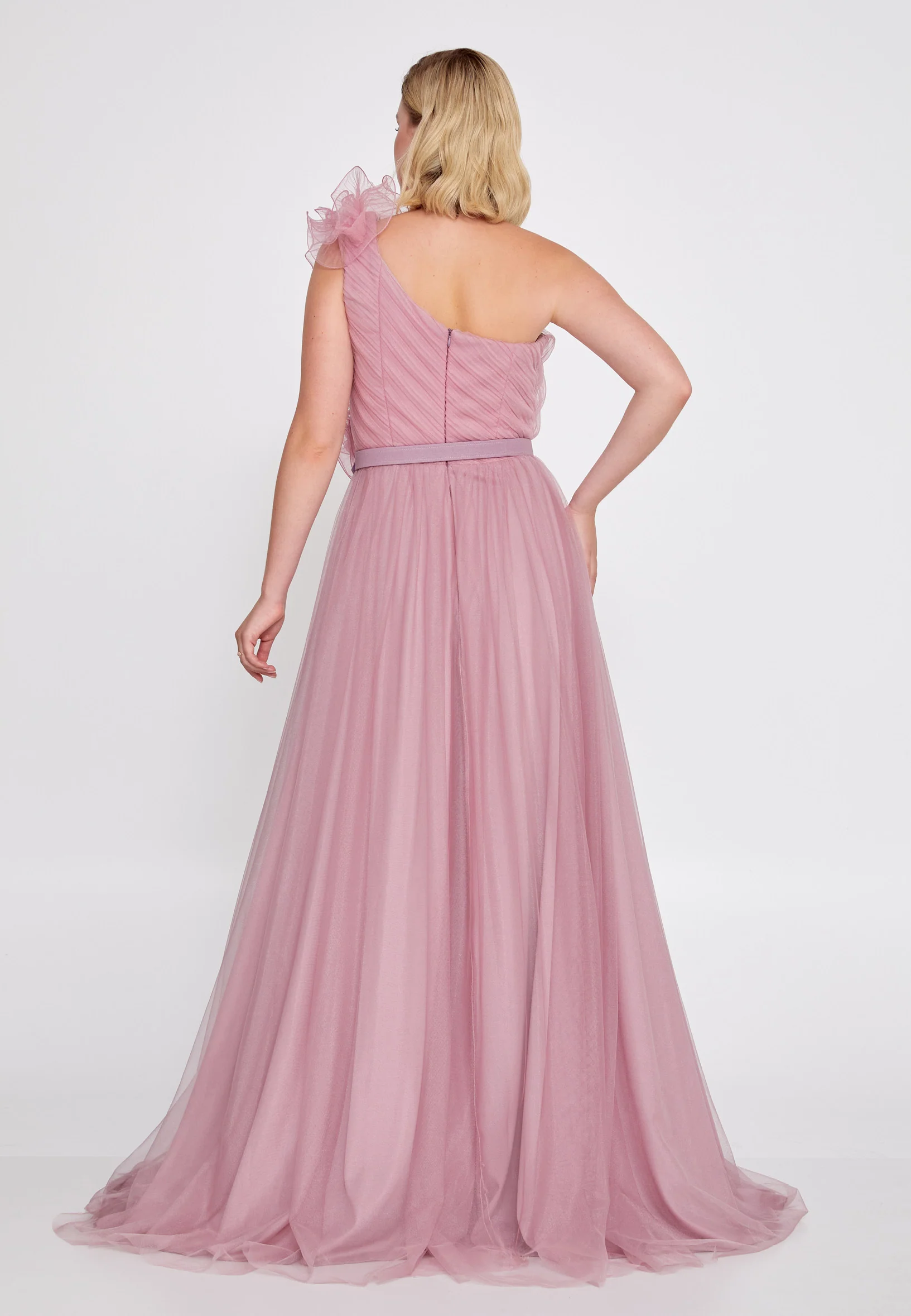One Shoulder Maxi Tulle A - Line Regular Prom Dress brq1040 - Image 10