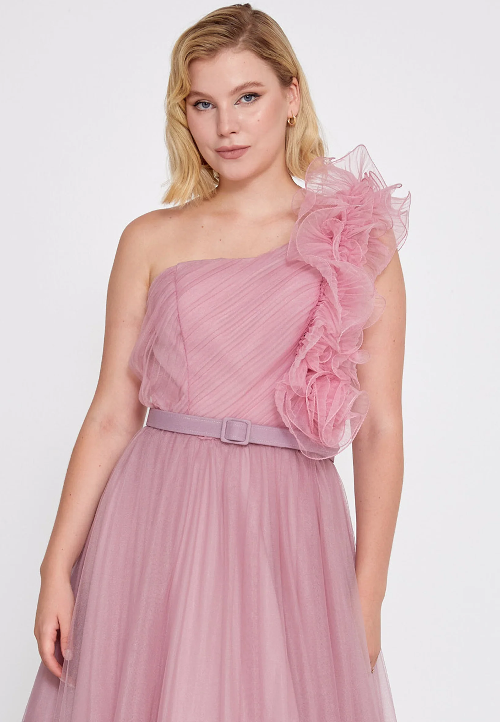 One Shoulder Maxi Tulle A - Line Regular Prom Dress brq1040 - Image 12