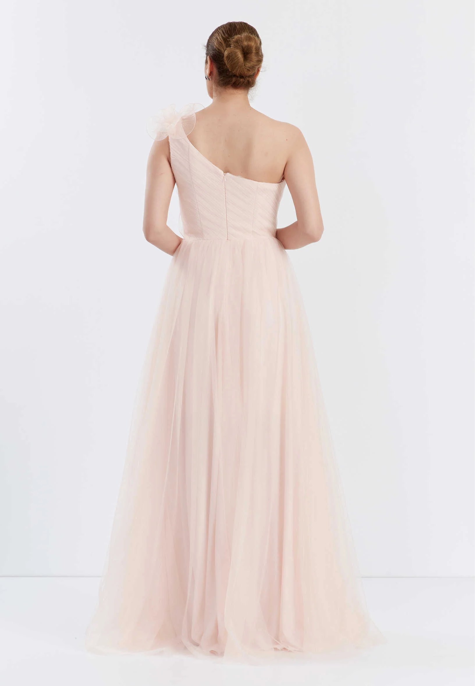 One Shoulder Maxi Tulle A - Line Regular Prom Dress brq1040 - Image 14