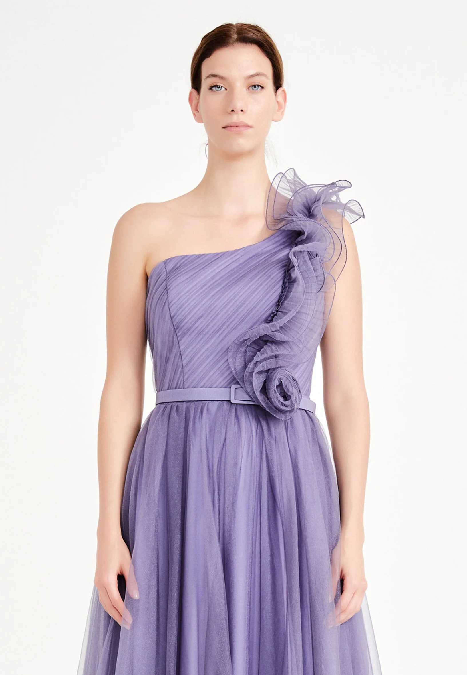 One Shoulder Maxi Tulle A - Line Regular Prom Dress brq1040 - Image 4