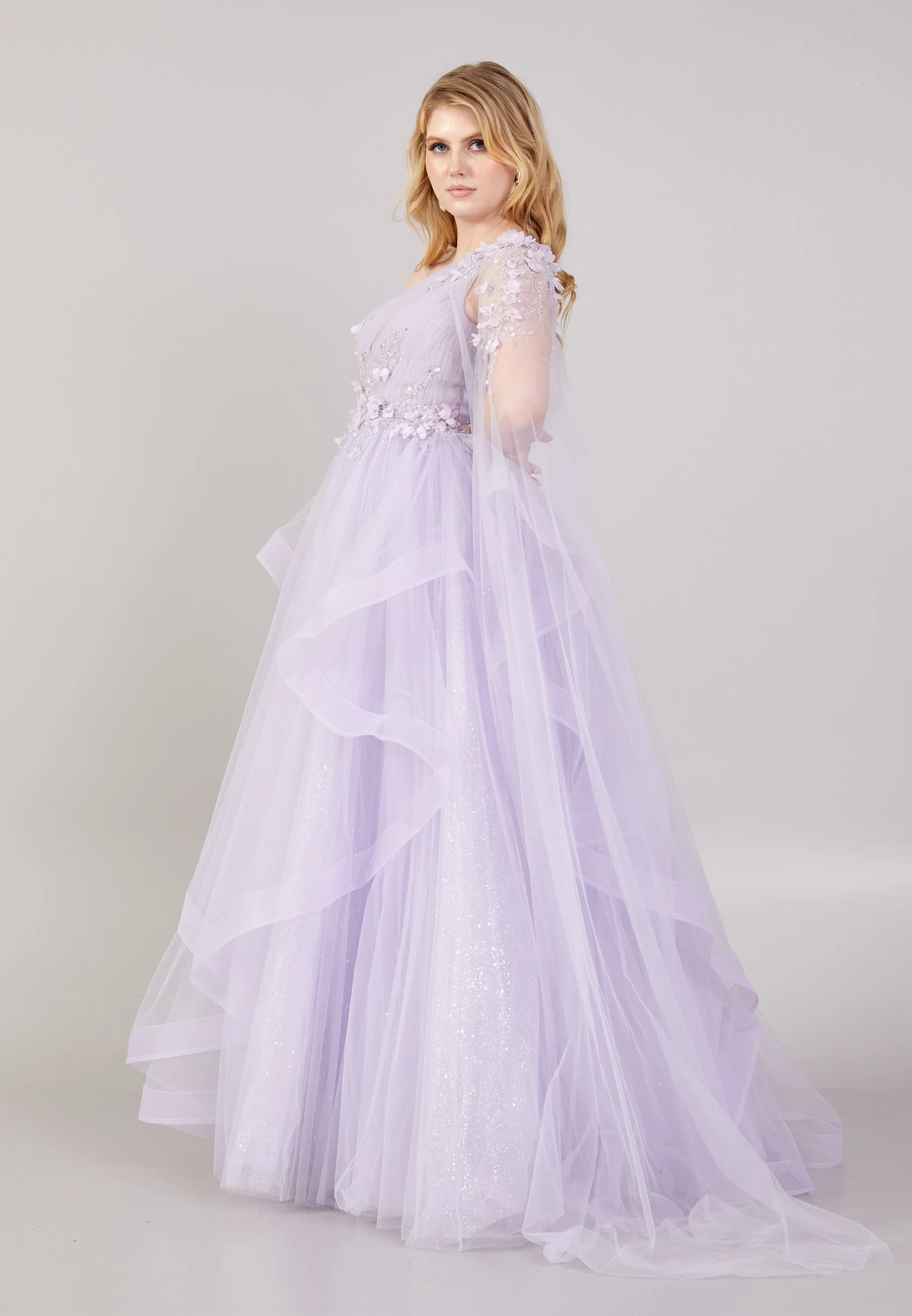 One Shoulder Maxi Tulle A - Line Regular Prom Dress mti0601 - Image 11