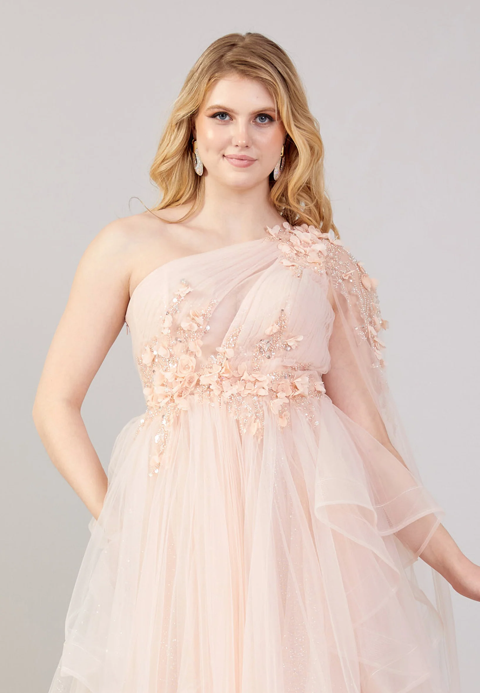 One Shoulder Maxi Tulle A - Line Regular Prom Dress mti0601 - Image 8
