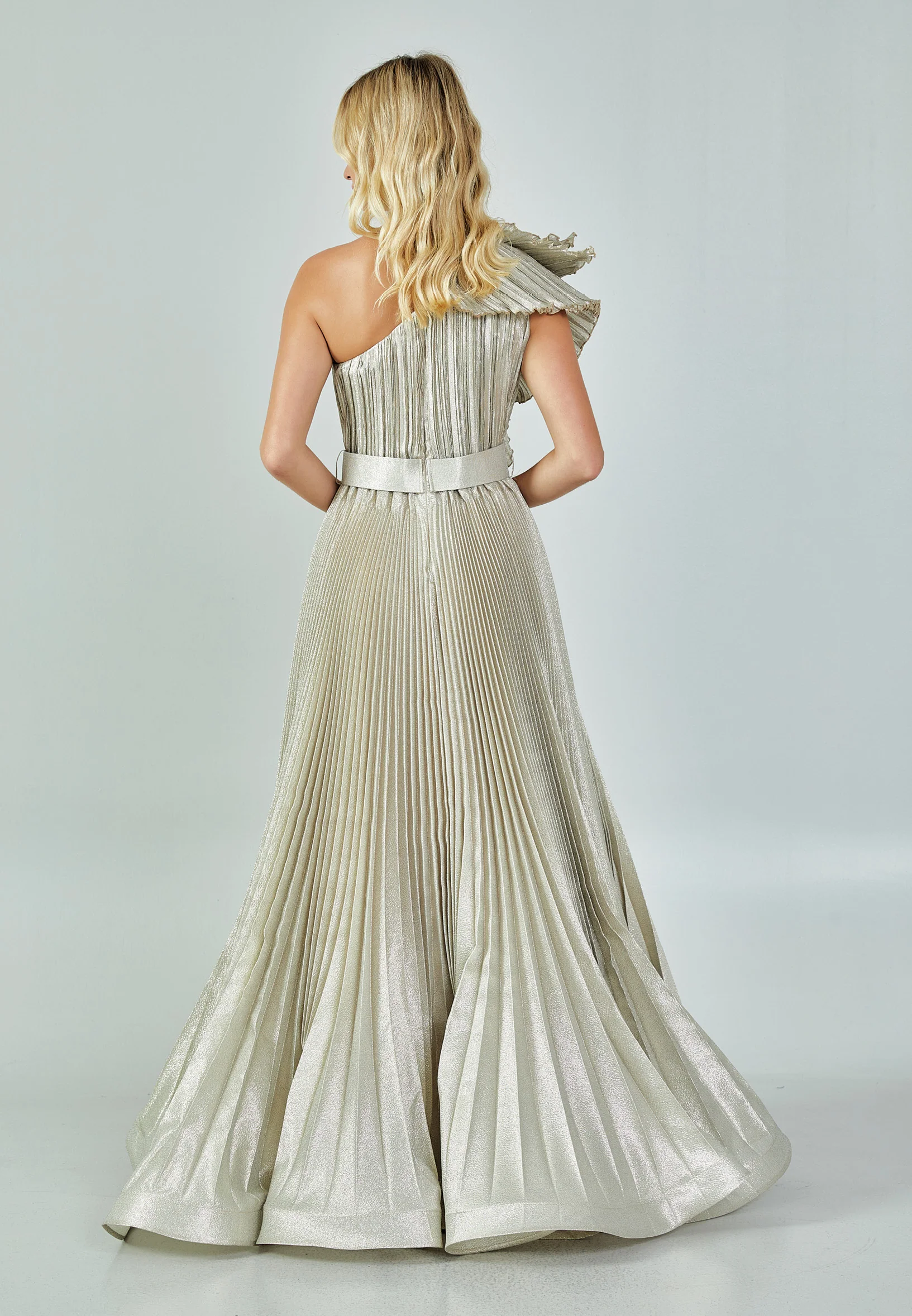 One Shoulder Maxi Tulle A - Line Regular Prom Dress mtn88136 - Image 13