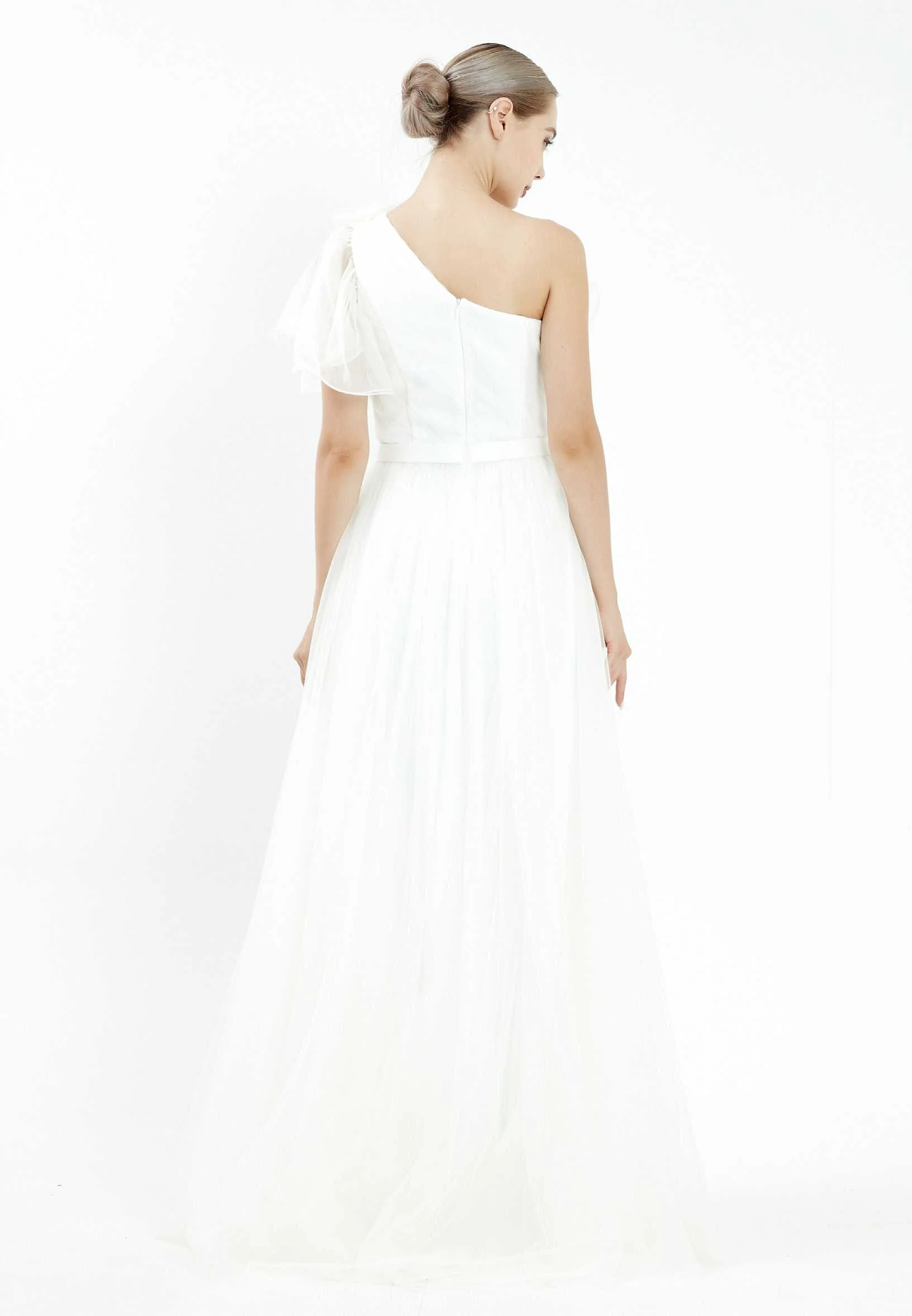 One Shoulder Maxi Tulle Column Regular Prom Dress efl20133 - Image 2
