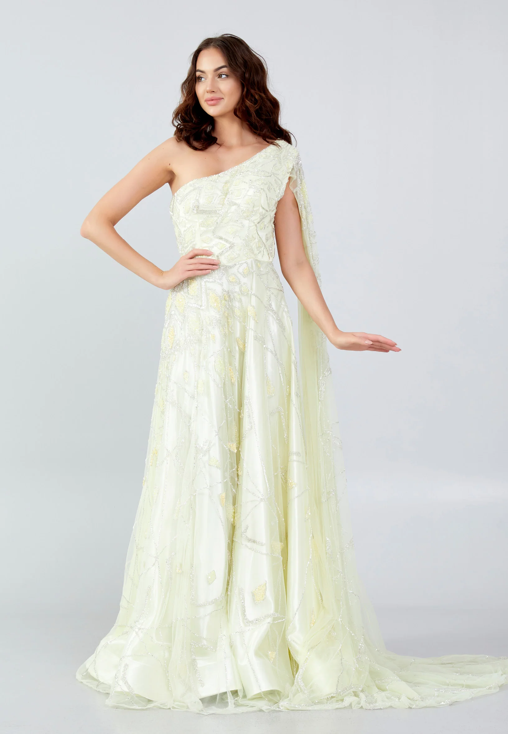 One Shoulder Maxi Tulle Column Regular Prom Dress mtn88761