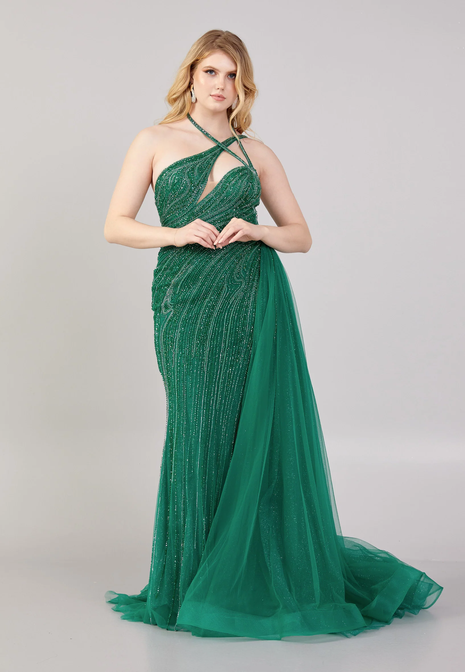 One Shoulder Maxi Tulle Mermaid Regular Prom Dress mti0708 - Image 5