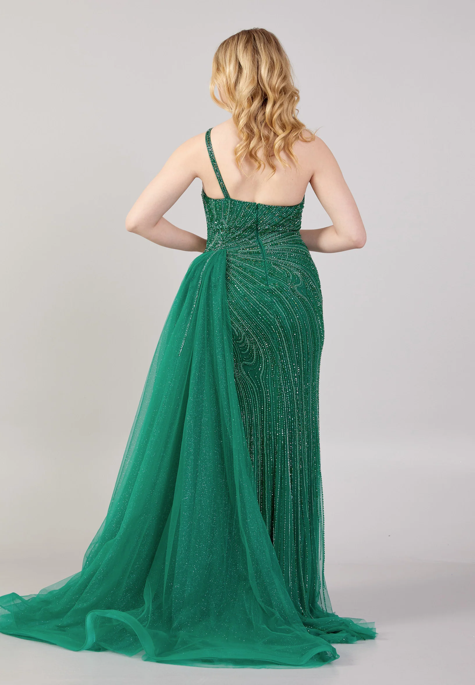 One Shoulder Maxi Tulle Mermaid Regular Prom Dress mti0708 - Image 6