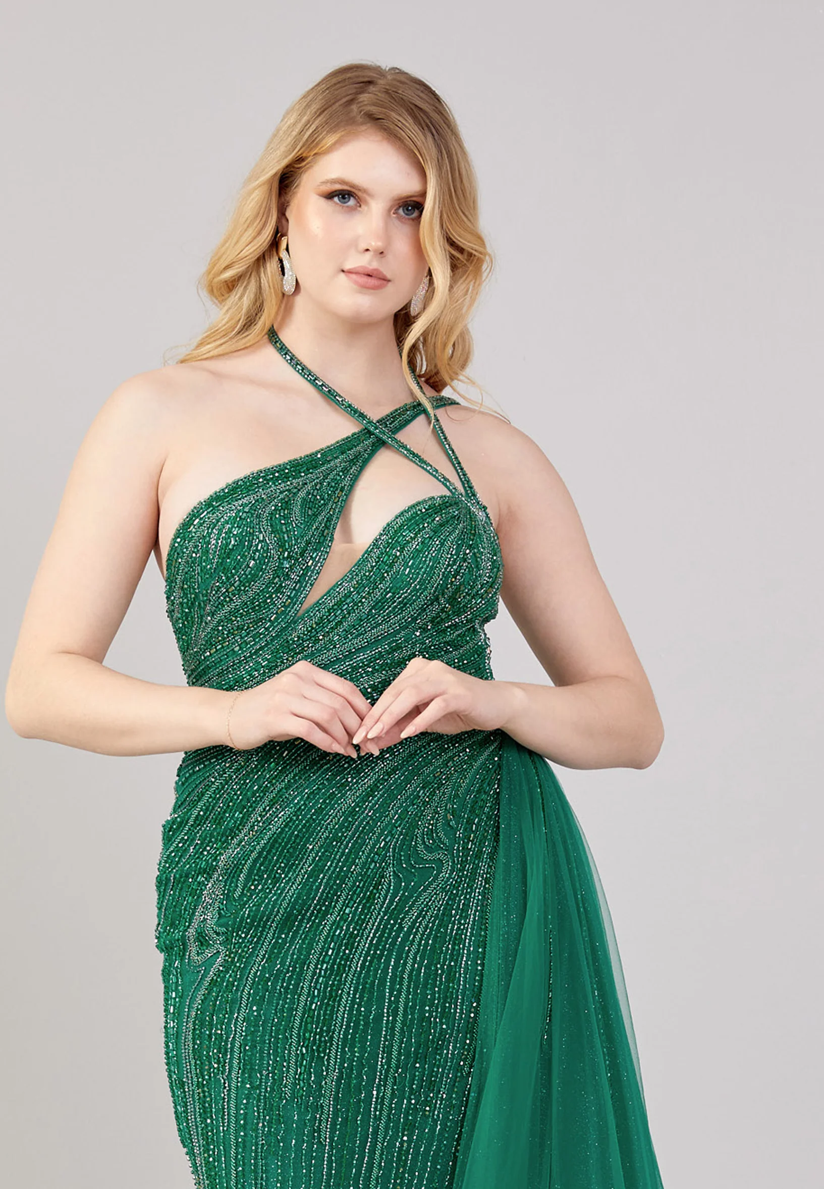 One Shoulder Maxi Tulle Mermaid Regular Prom Dress mti0708 - Image 8