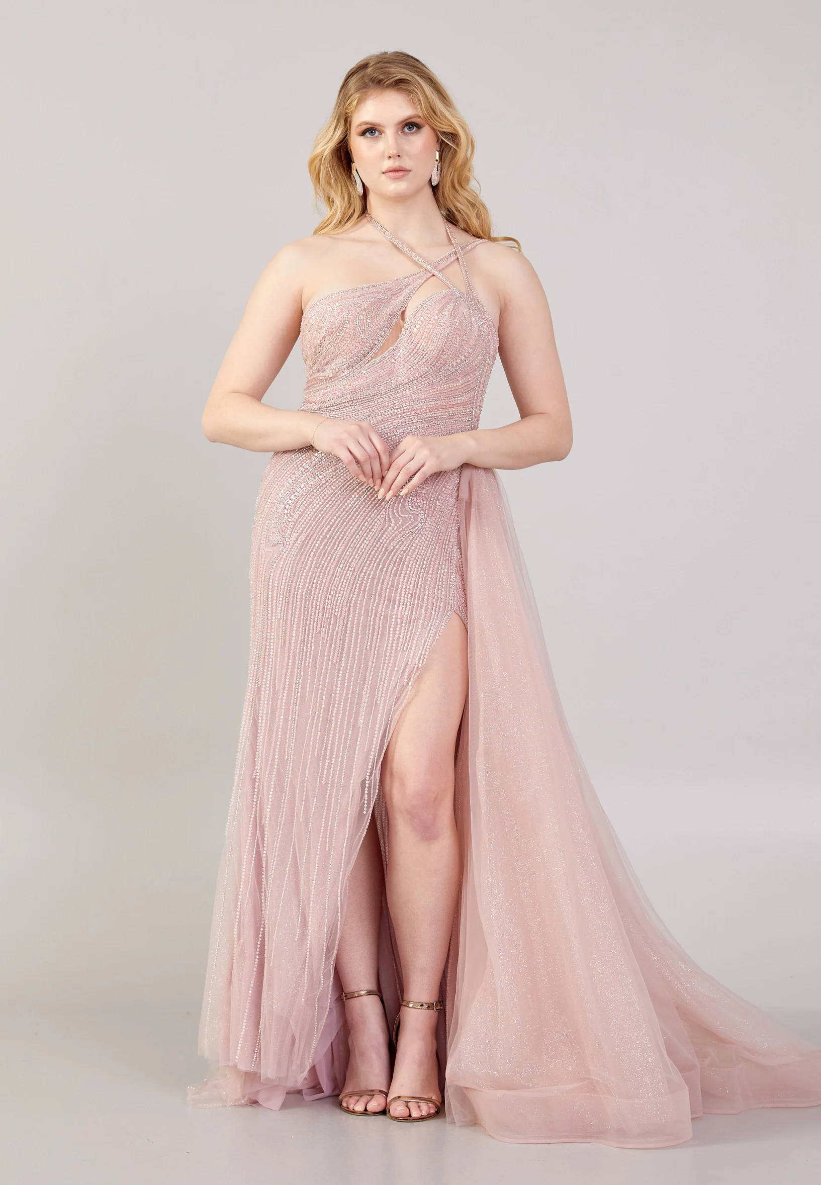One Shoulder Maxi Tulle Mermaid Regular Prom Dress mti0708 - Image 9