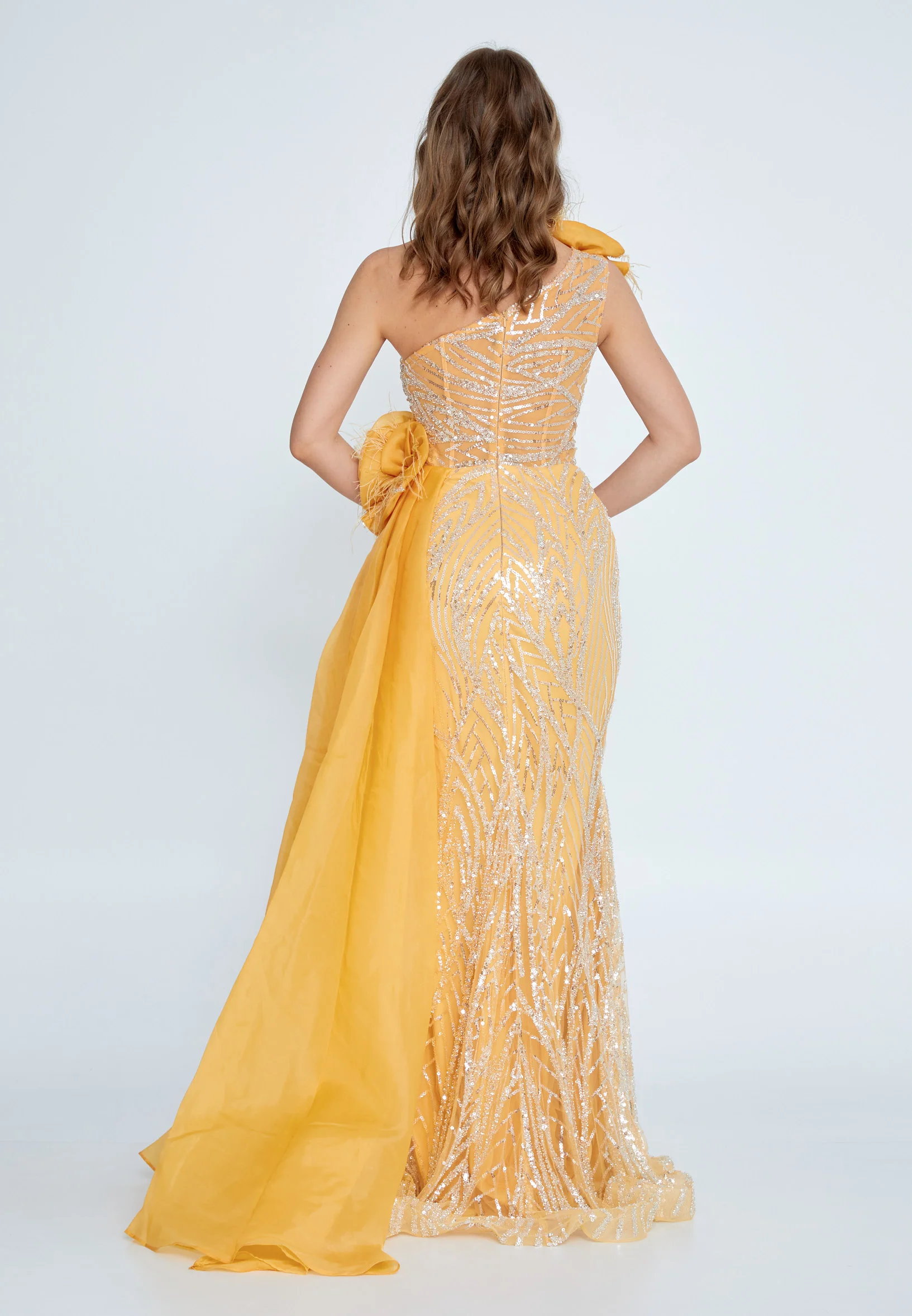 One Shoulder Maxi Tulle Mermaid Regular Prom Dress mtiy162 - Image 10