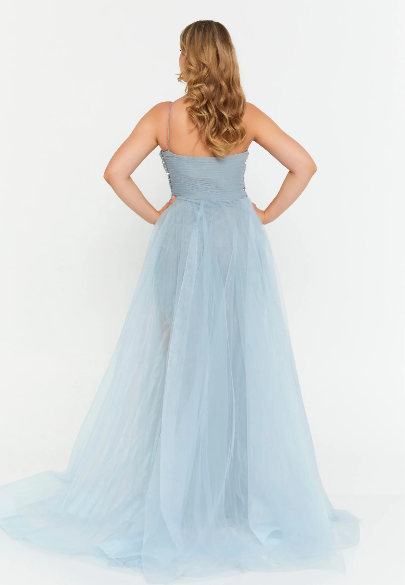 One Shoulder Maxi Tulle Mermaid Regular Wedding Guest Dress mtc04-23 - Image 6