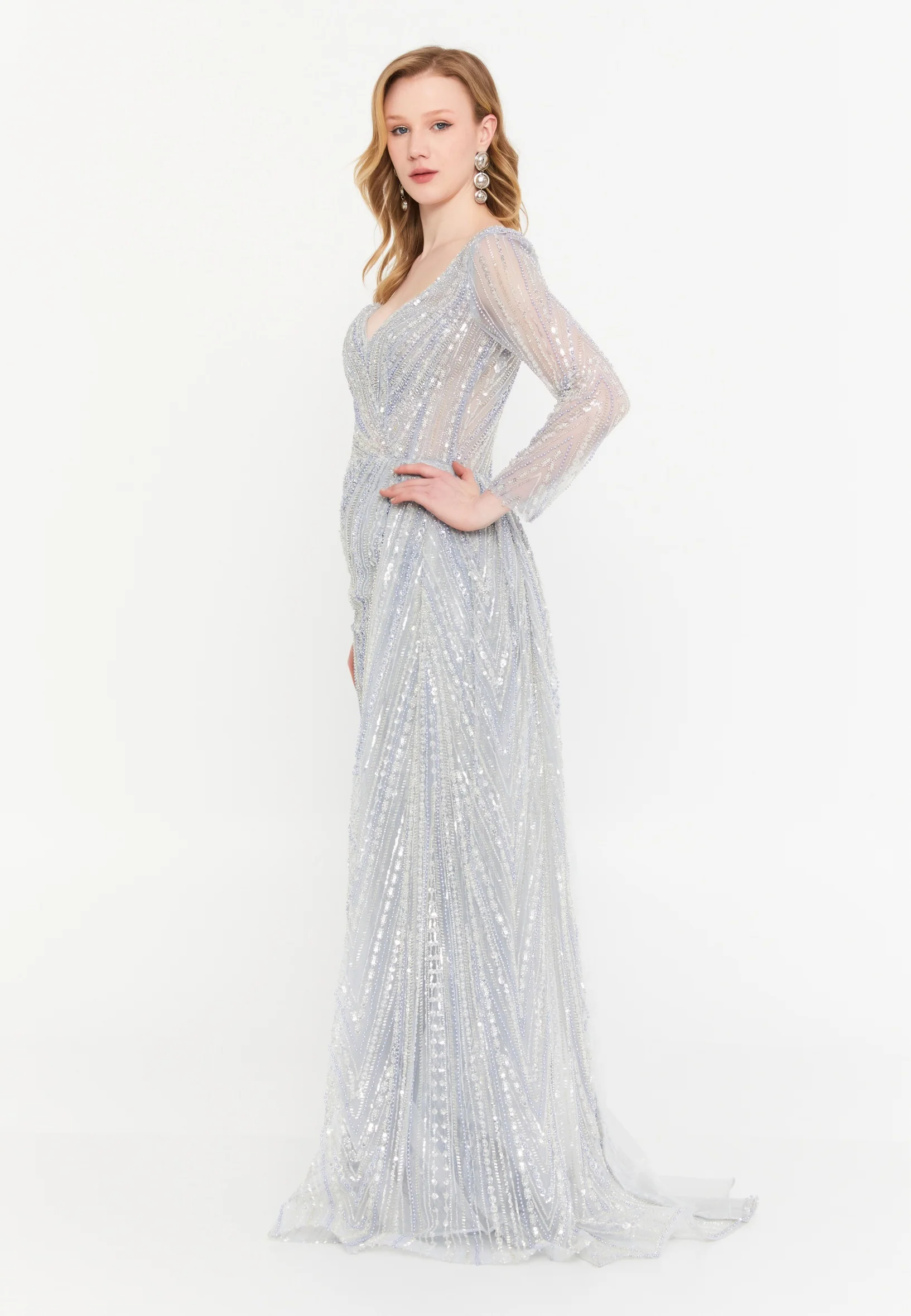 One Shoulder Maxi Tulle Mermaid Regular Wedding Guest Dress mtc1116 - Image 3