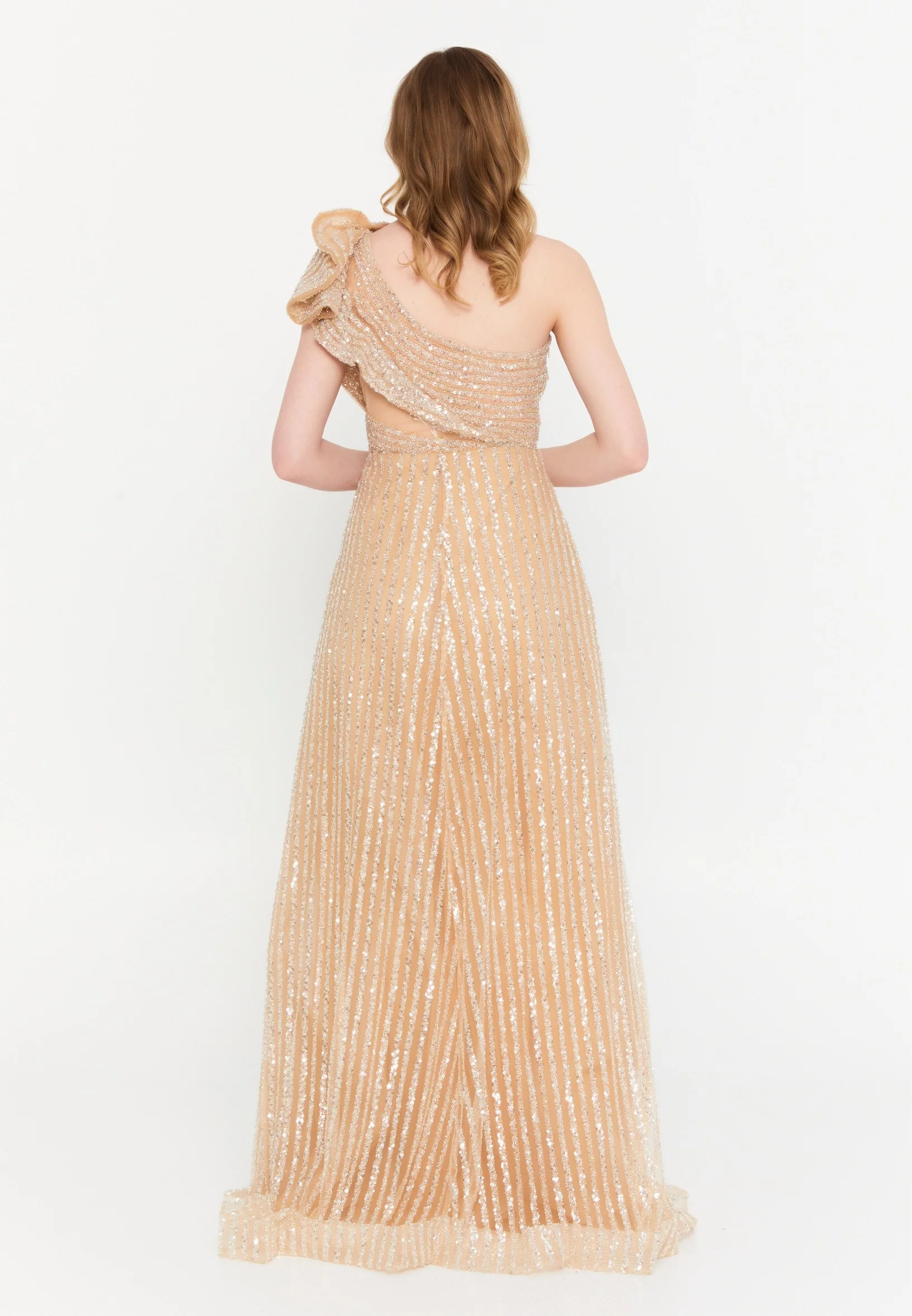 One Shoulder Maxi Tulle Mermaid Regular Wedding Guest Dress mtc1119 - Image 6