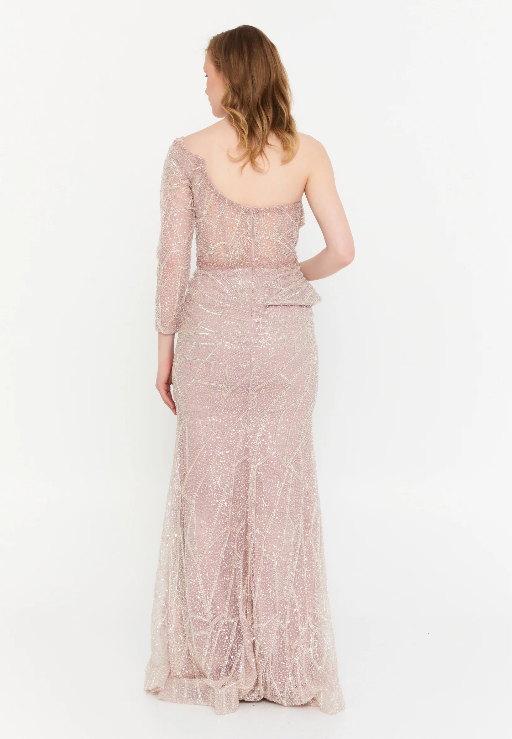 One Shoulder Maxi Tulle Mermaid Regular Wedding Guest Dress mtc1124 - Image 6