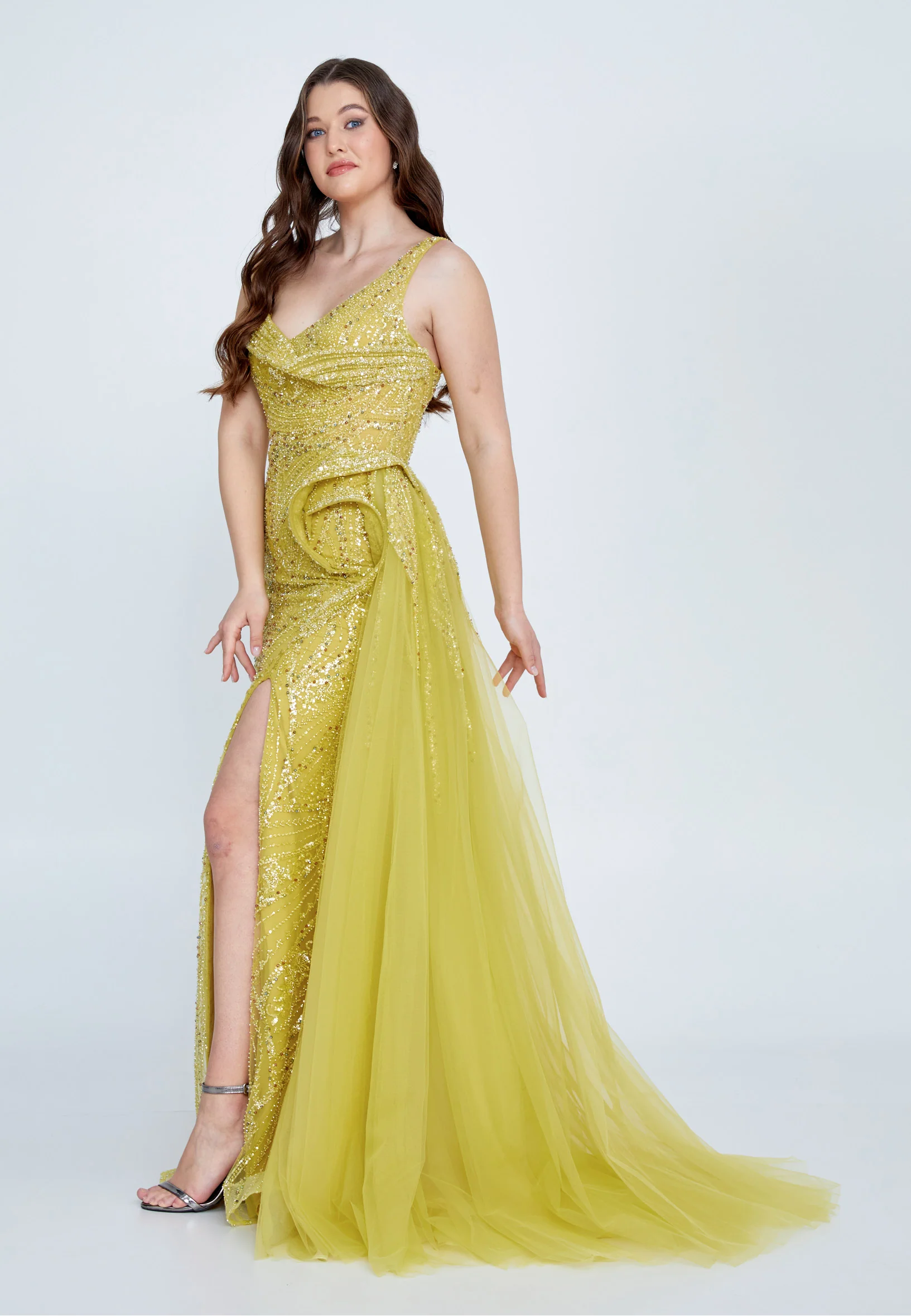 One Shoulder Maxi Tulle Mermaid Regular Wedding Guest Dress mti030104 - Image 11