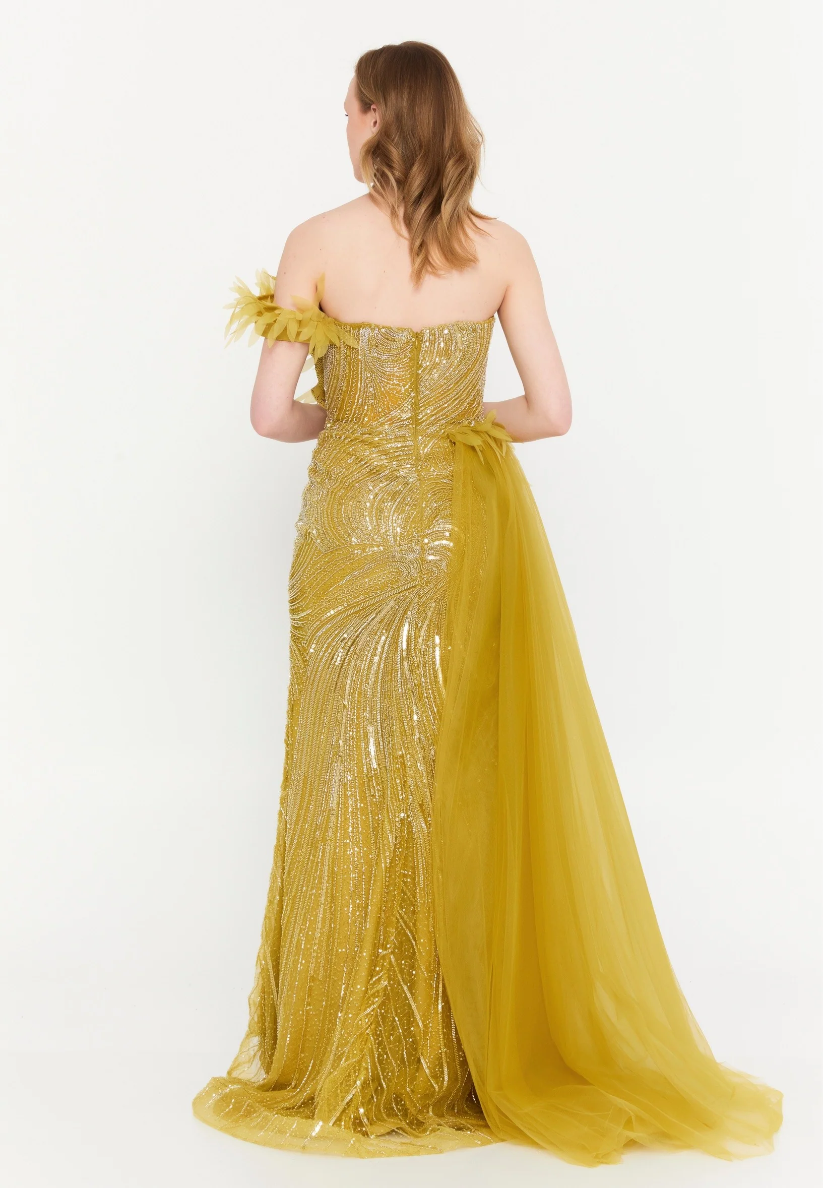 One Shoulder Maxi Tulle Mermaid Regular Wedding Guest Dress mti030118 - Image 7