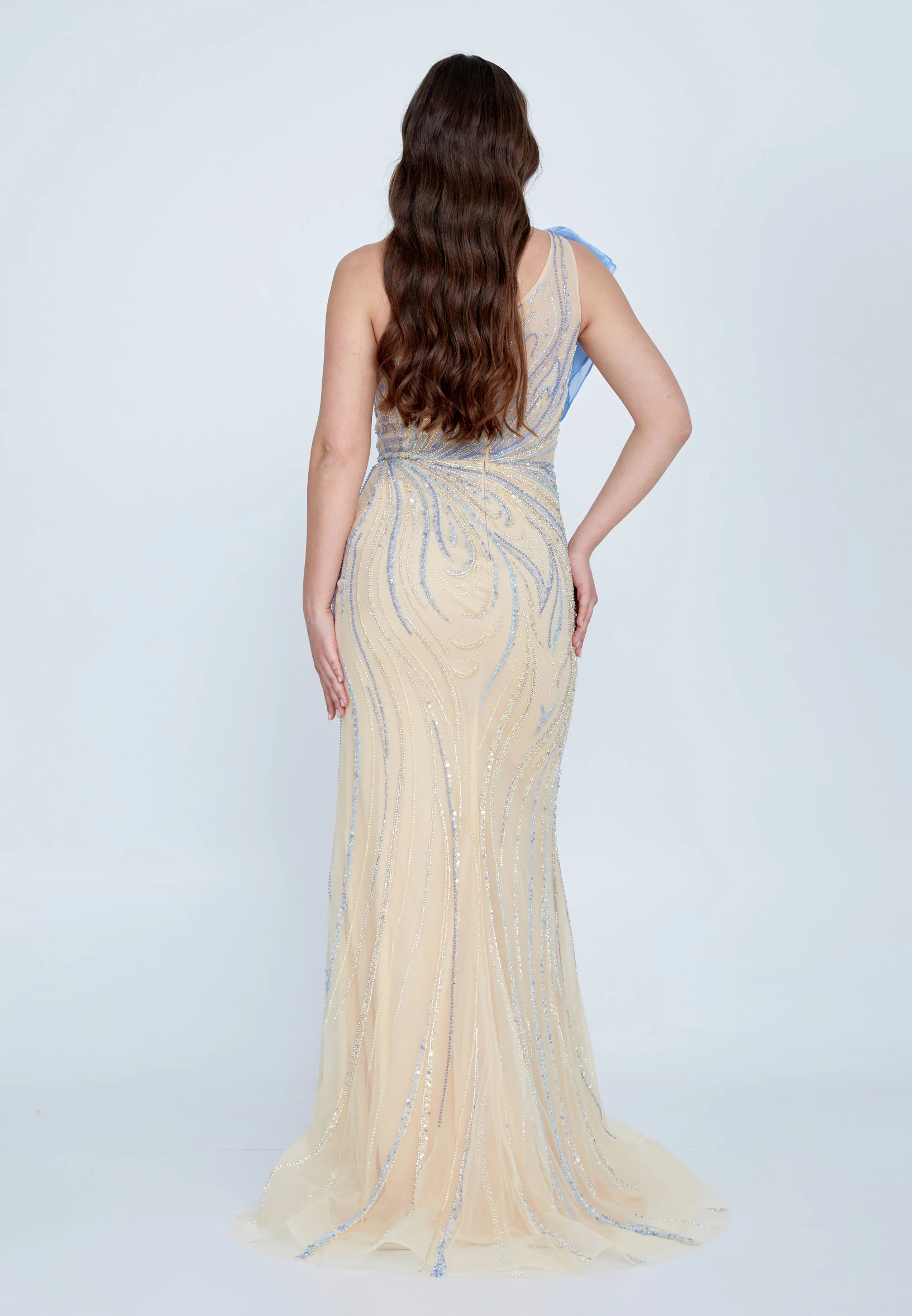 One Shoulder Maxi Tulle Mermaid Regular Wedding Guest Dress mti0707 - Image 2