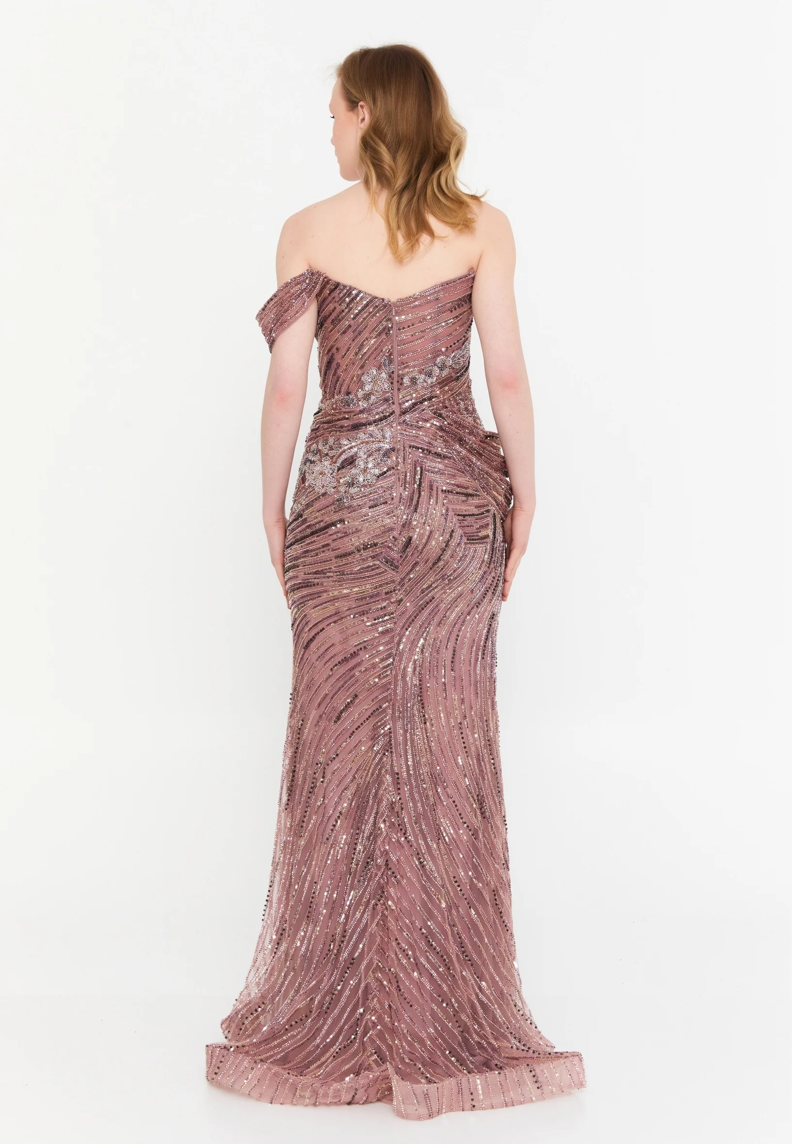 One Shoulder Maxi Tulle Mermaid Regular Wedding Guest Dress mti1059 - Image 10