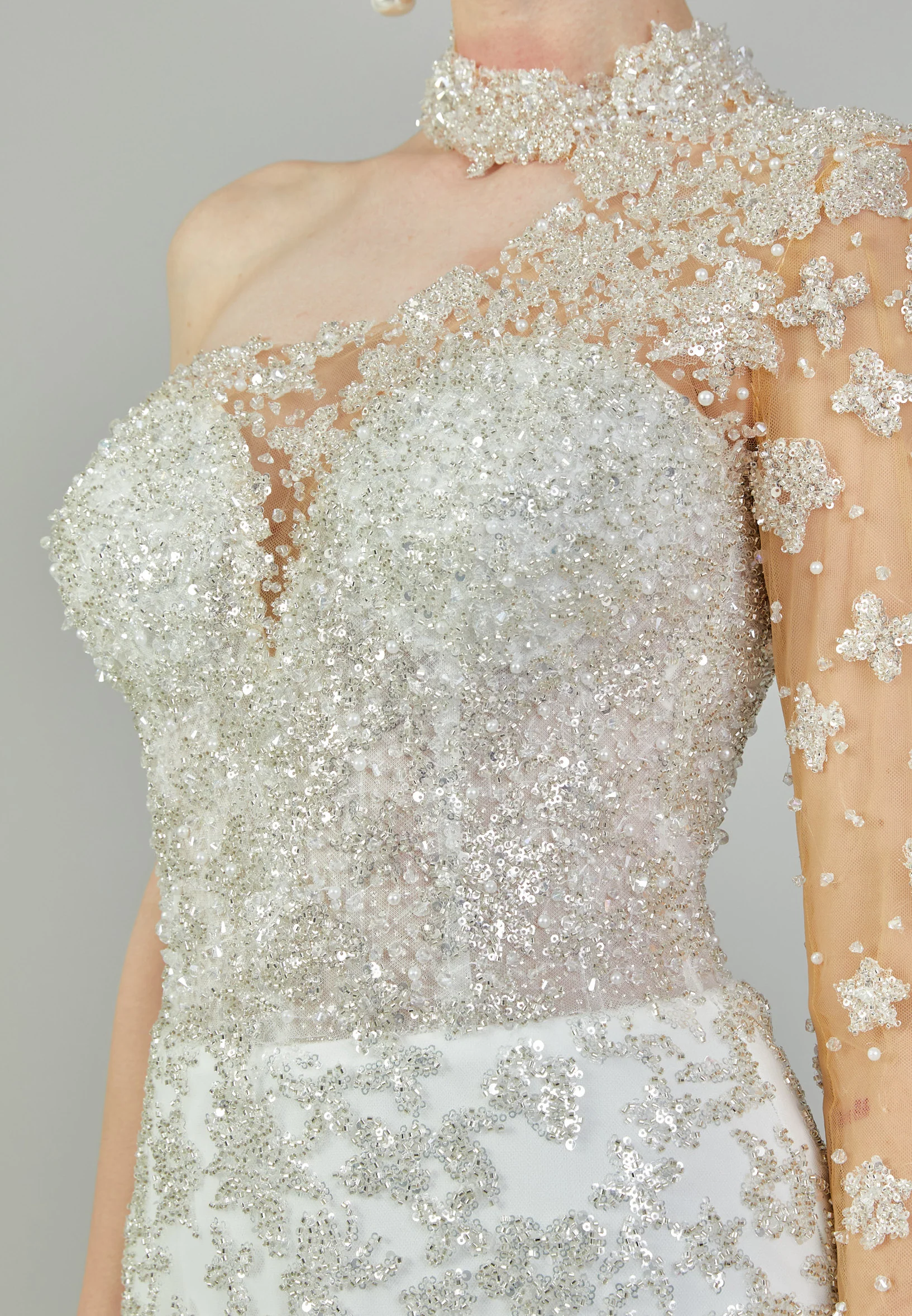 One Shoulder Maxi Tulle Regular Wedding Dress abb24024 - Image 4