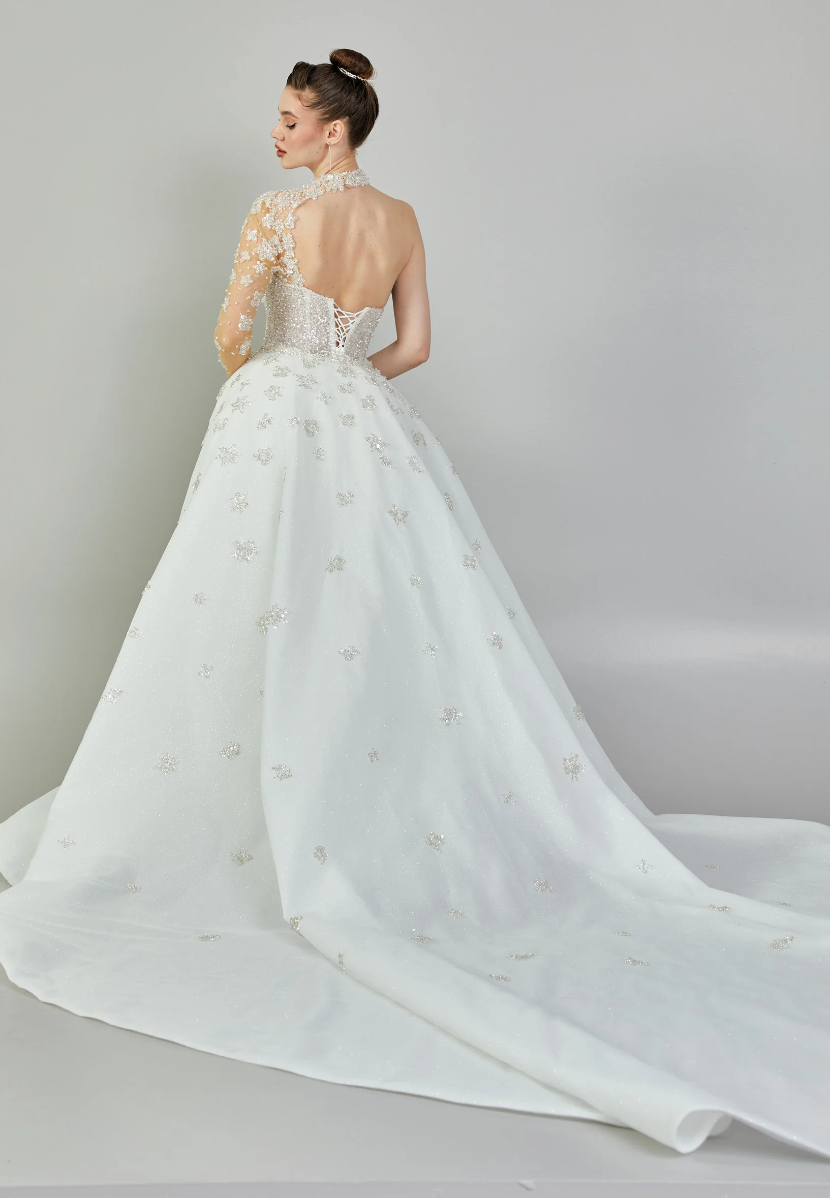 One Shoulder Maxi Tulle Regular Wedding Dress abb24024 - Image 5