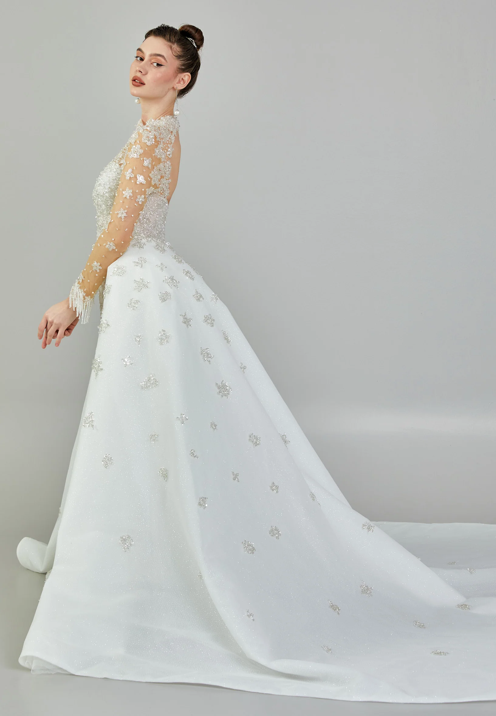 One Shoulder Maxi Tulle Regular Wedding Dress abb24024 - Image 6