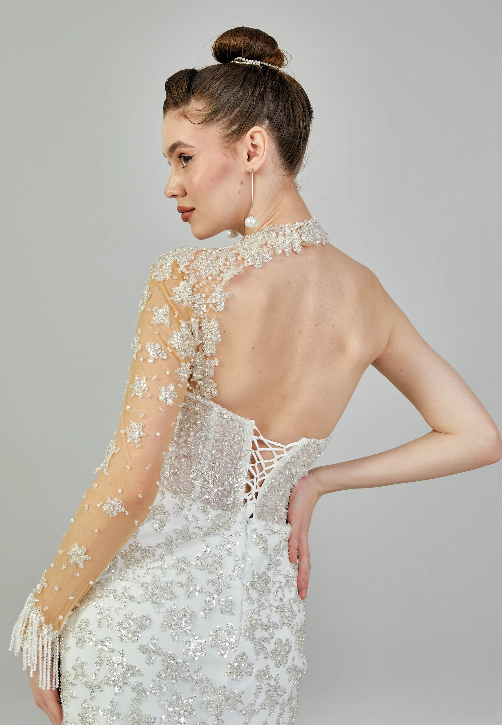 One Shoulder Maxi Tulle Regular Wedding Dress abb24024 - Image 8
