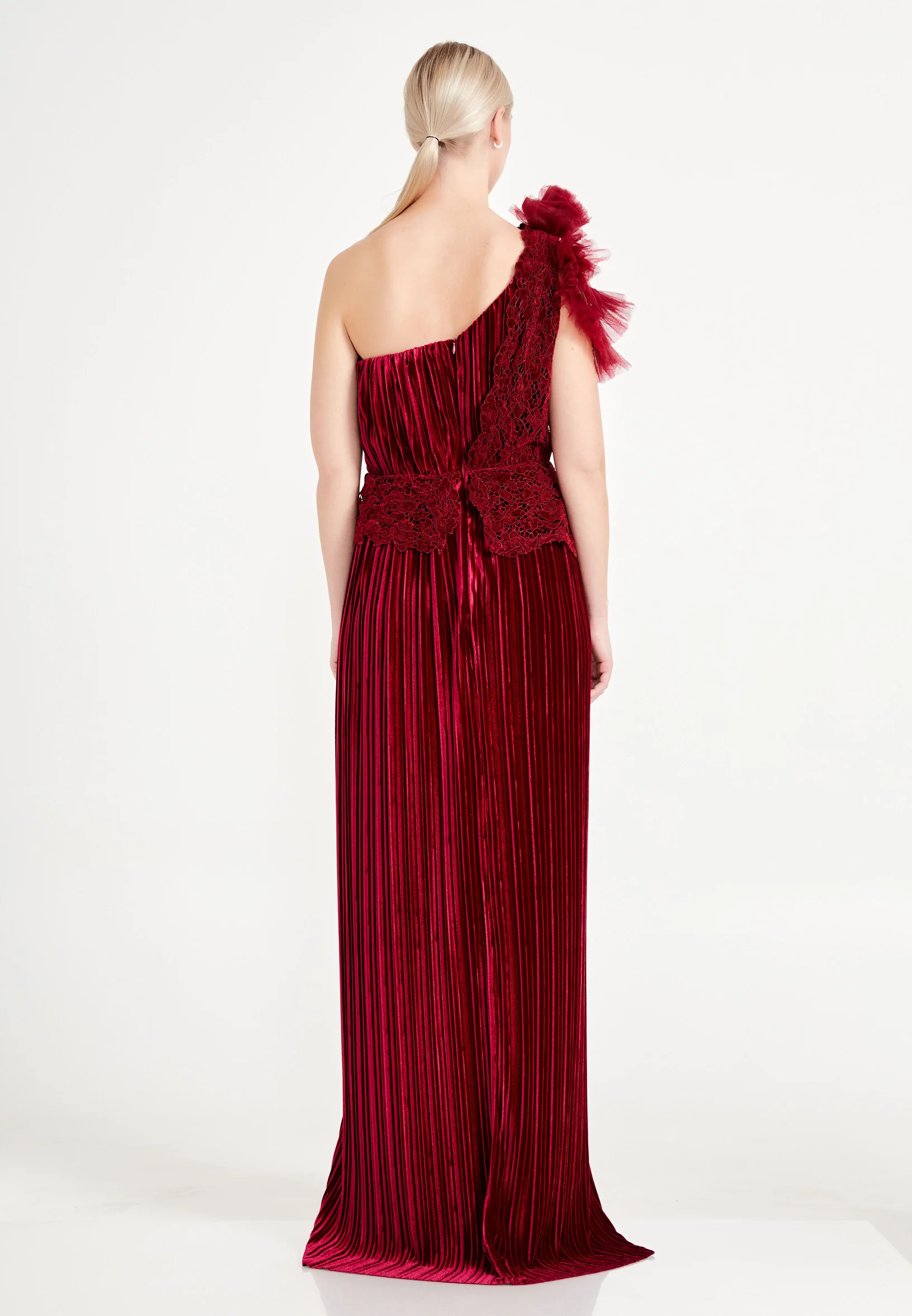 One Shoulder Maxi Velvet Column Regular Evening Dress brq1073 - Image 2