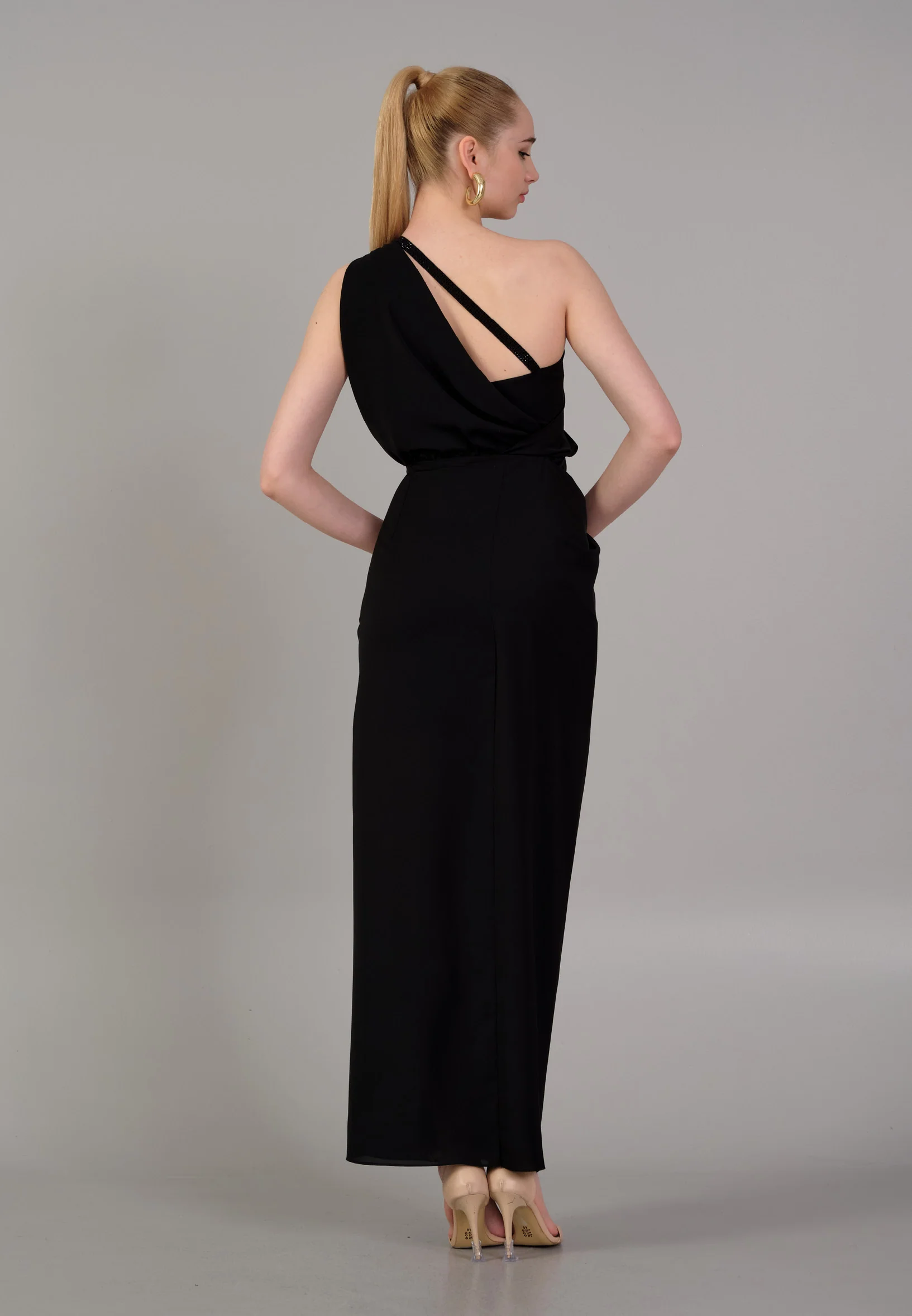 One Shoulder Maxi Viscose Column Regular Casual Dress kmy24y40522 - Image 2