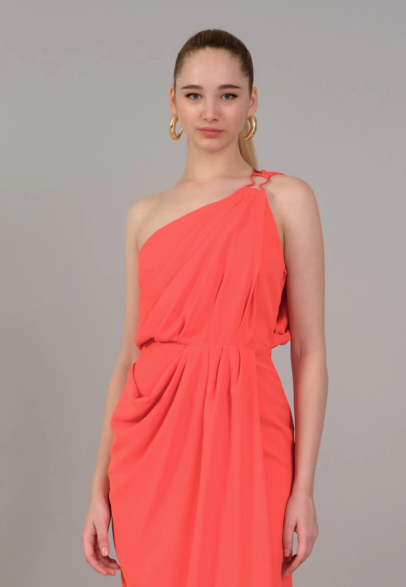One Shoulder Maxi Viscose Column Regular Casual Dress kmy24y40522 - Image 8