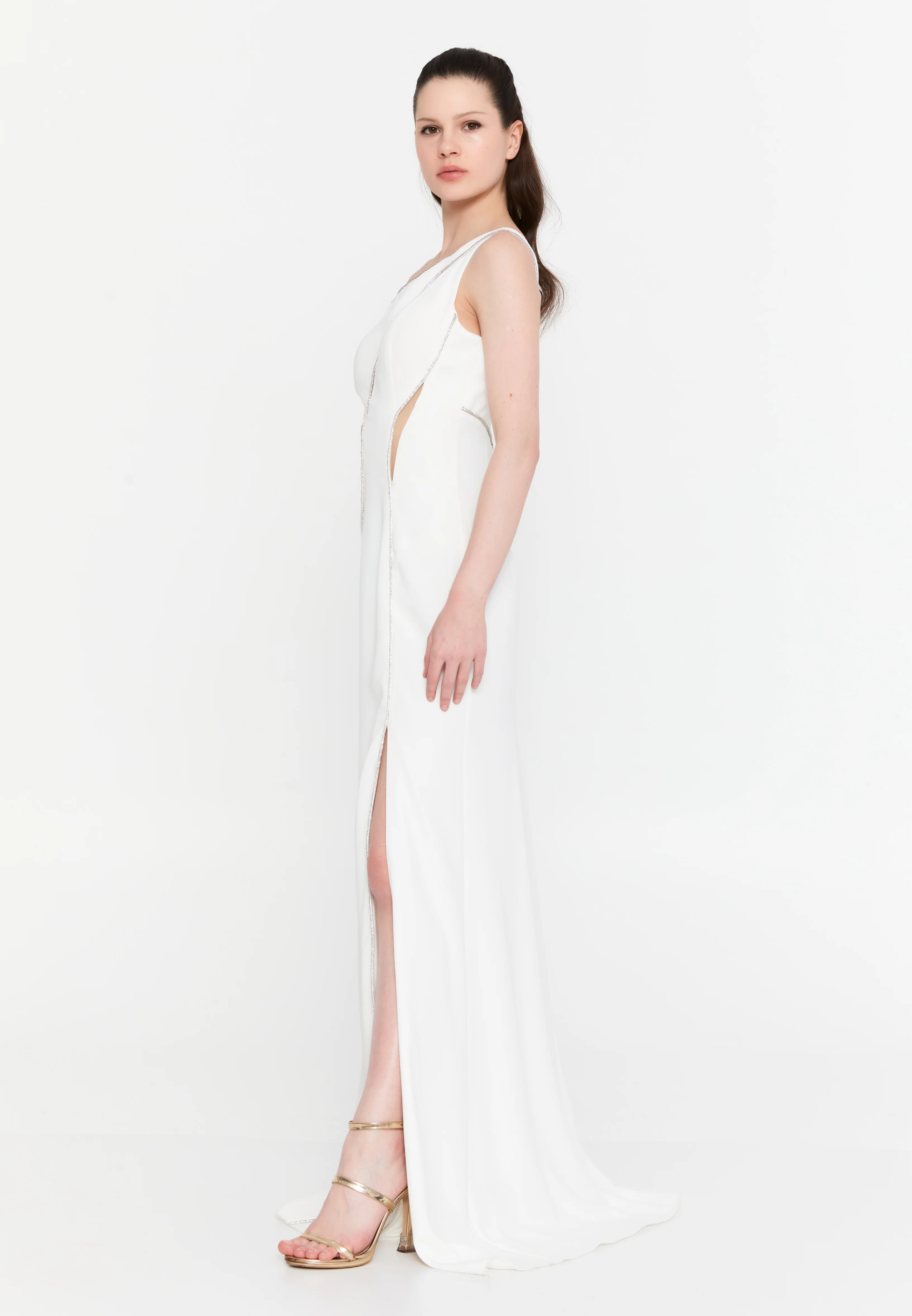 One Shoulder Maxi Viscose Column Regular Evening Dress aln1820 - Image 15
