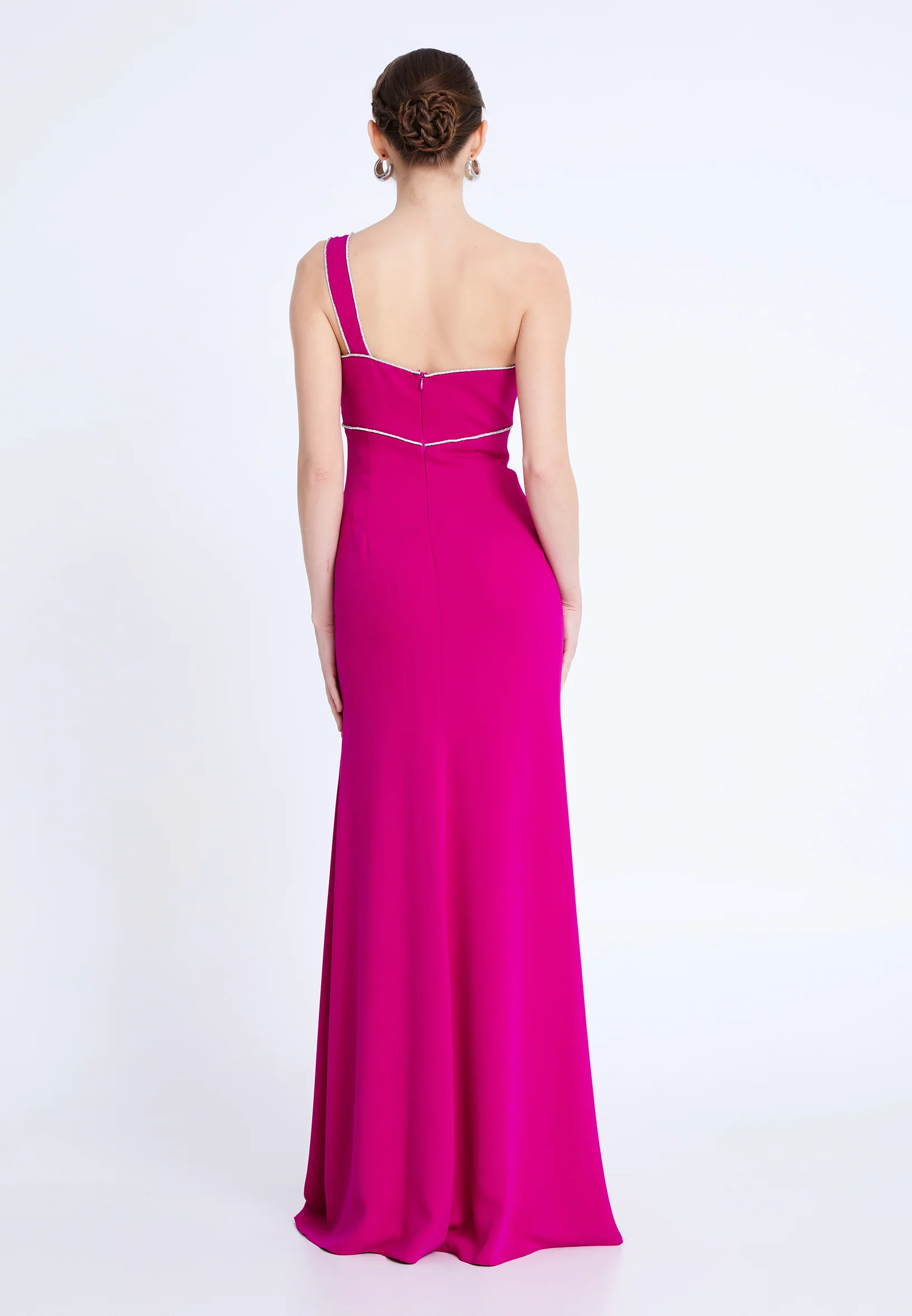 One Shoulder Maxi Viscose Column Regular Evening Dress aln1820 - Image 2