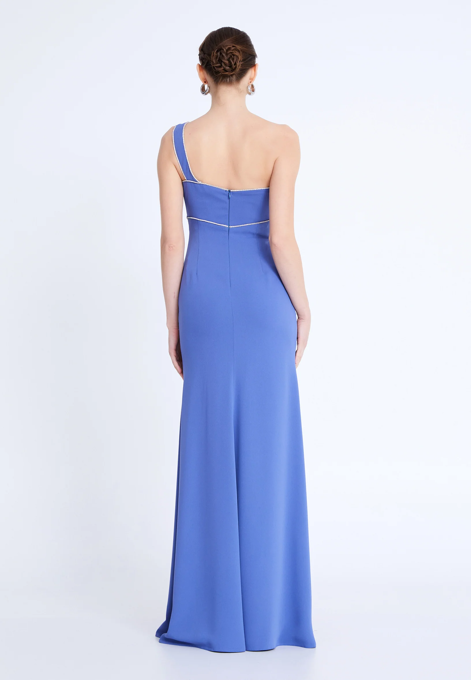 One Shoulder Maxi Viscose Column Regular Evening Dress aln1820 - Image 6