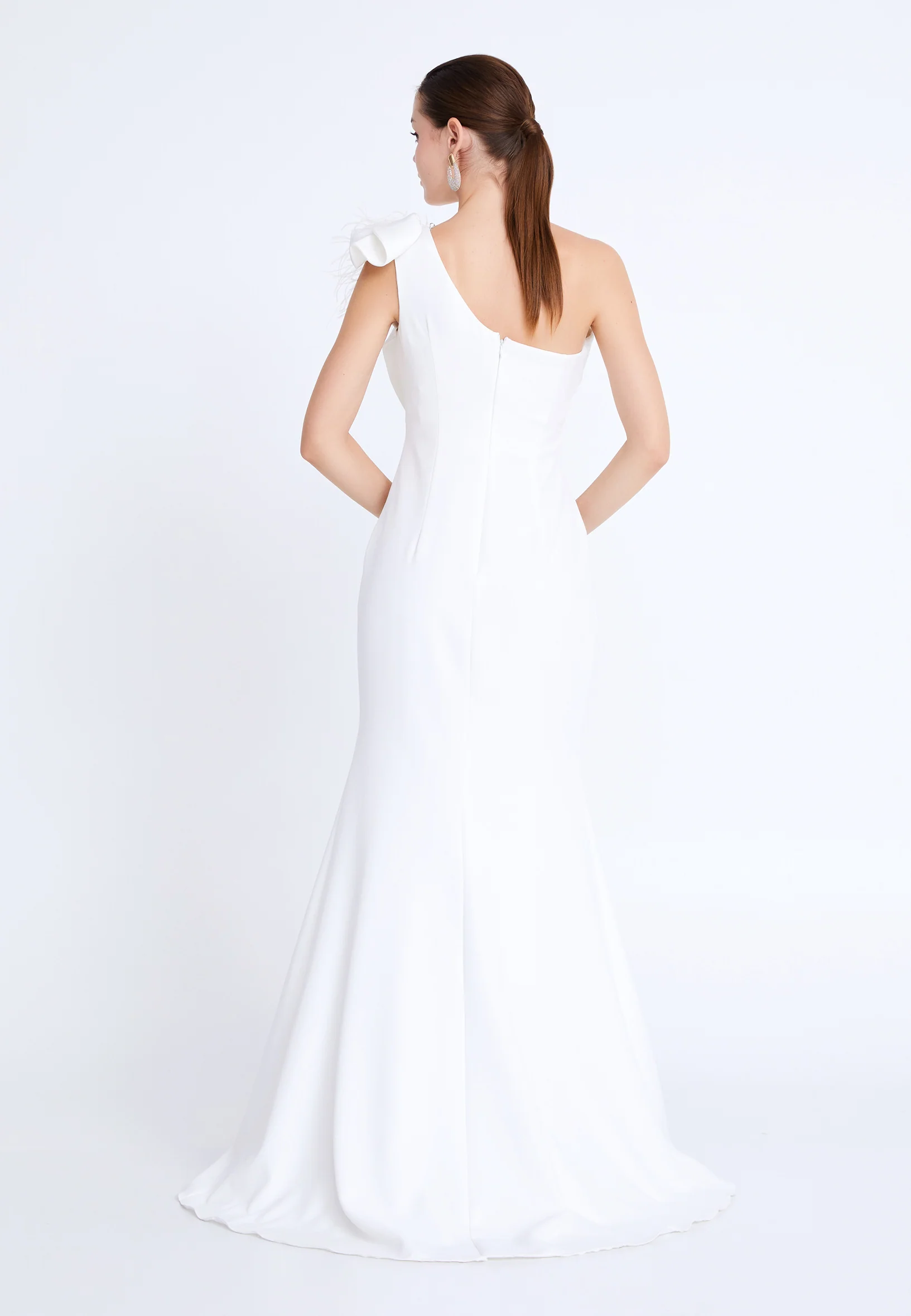One Shoulder Maxi Viscose Mermaid Regular Wedding Guest Dress aln1892 - Image 6