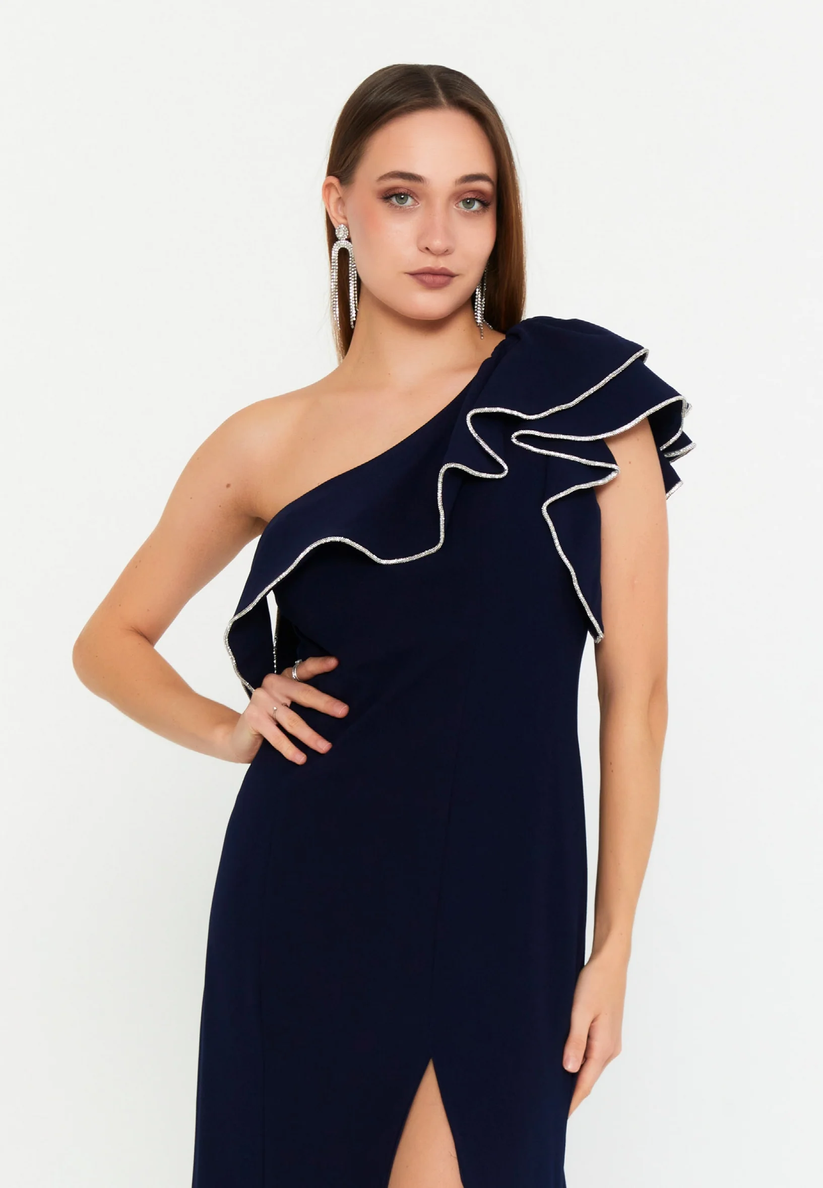 One Shoulder Maxi Viscose Mermaid Regular Wedding Guest Dress msp77351 - Image 12