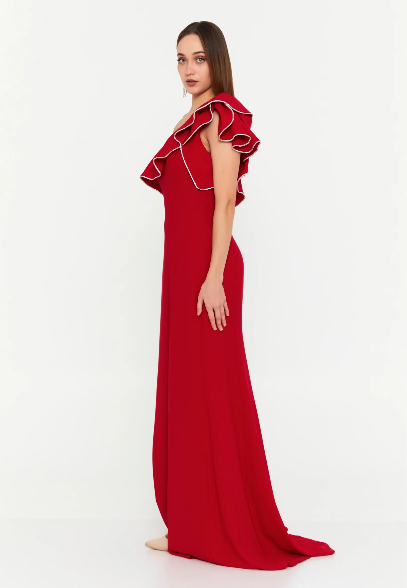 One Shoulder Maxi Viscose Mermaid Regular Wedding Guest Dress msp77351 - Image 15