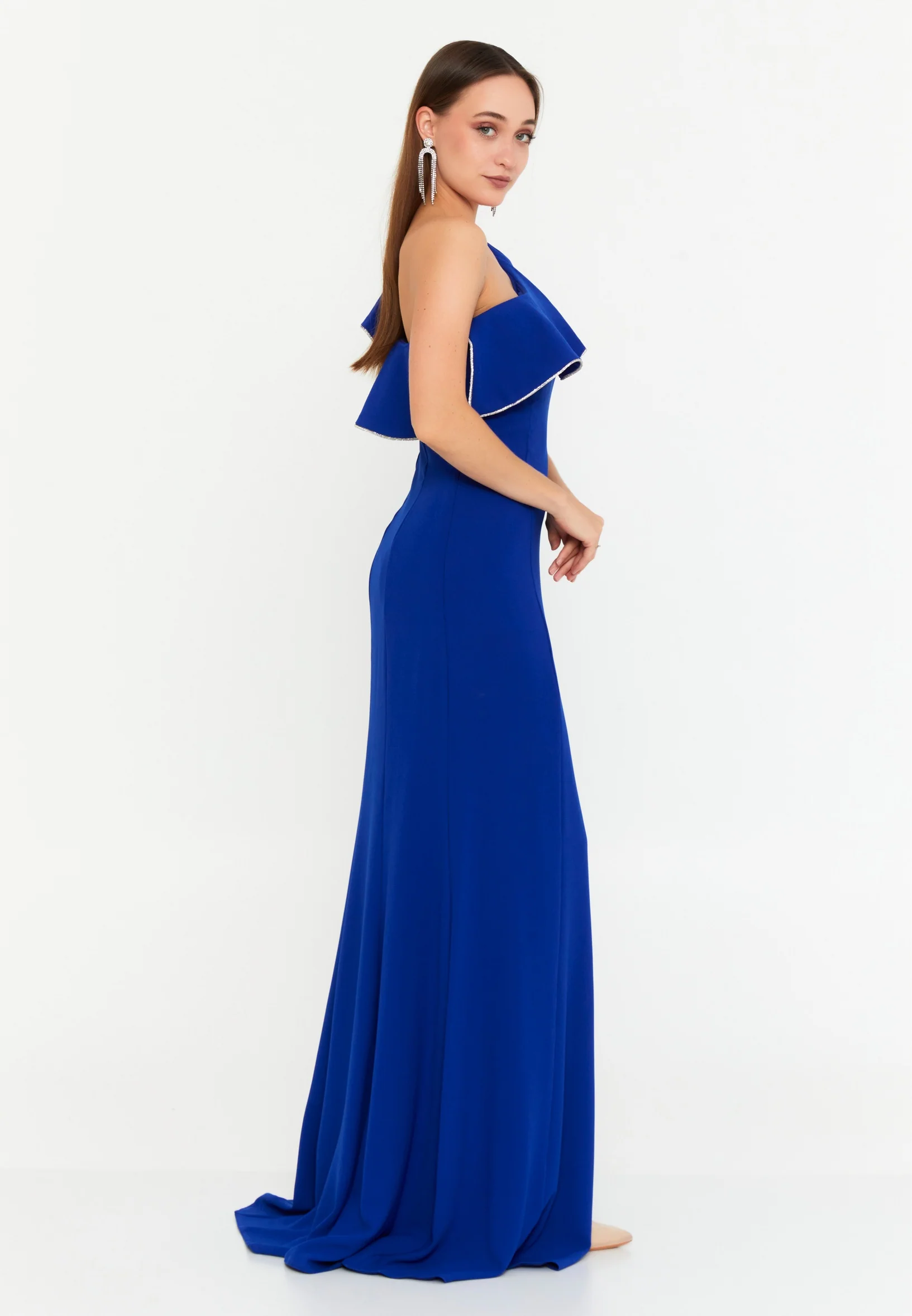 One Shoulder Maxi Viscose Mermaid Regular Wedding Guest Dress msp77351 - Image 19