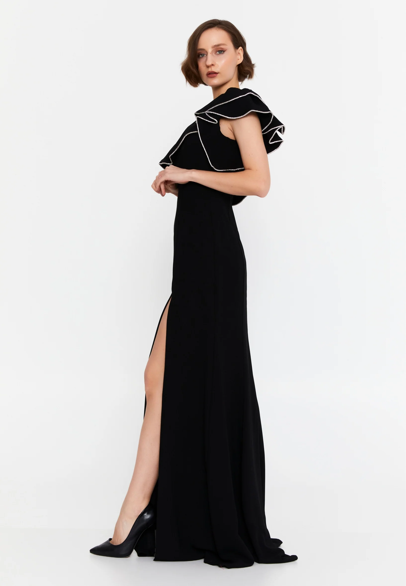 One Shoulder Maxi Viscose Mermaid Regular Wedding Guest Dress msp77351 - Image 3
