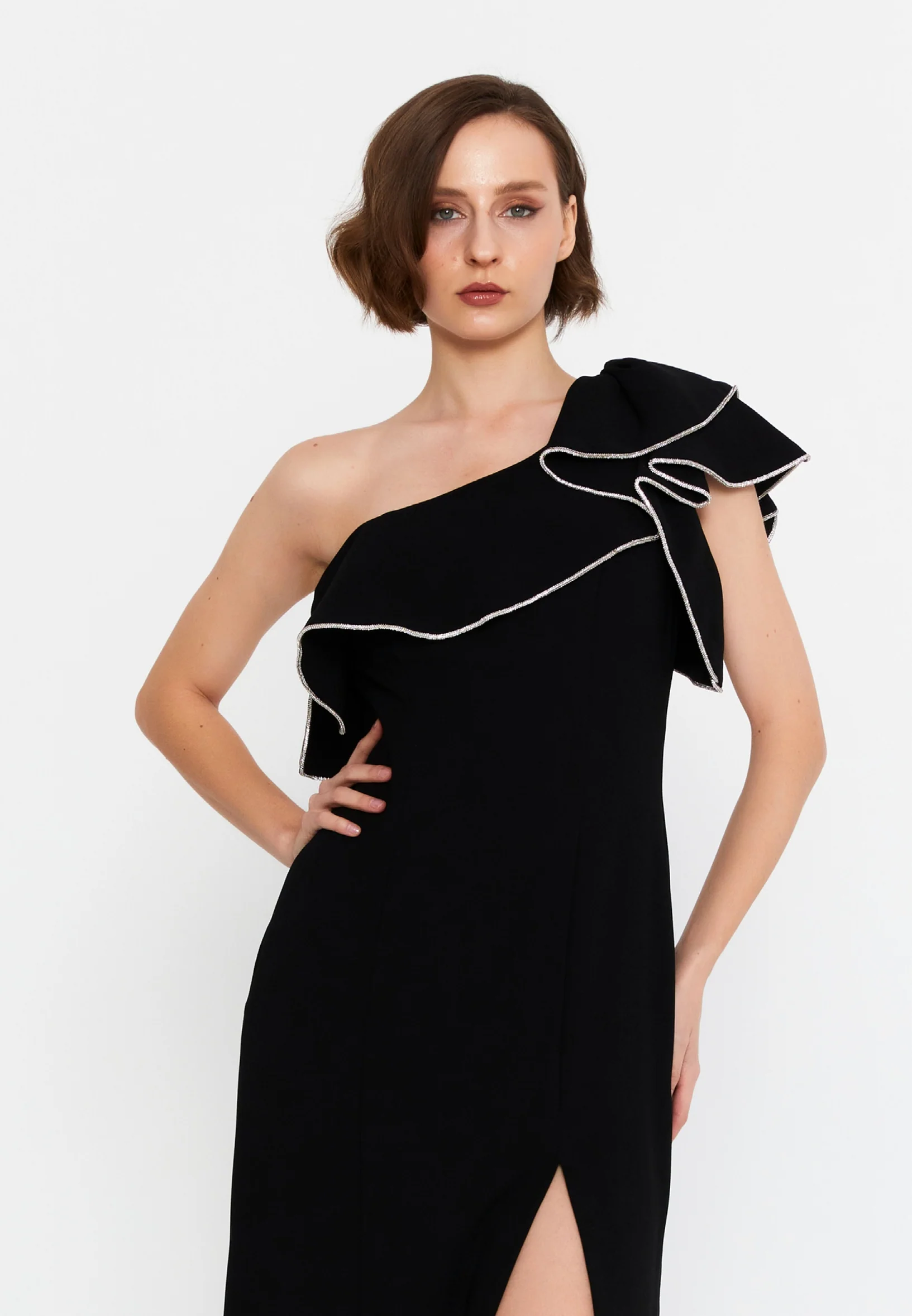One Shoulder Maxi Viscose Mermaid Regular Wedding Guest Dress msp77351 - Image 4
