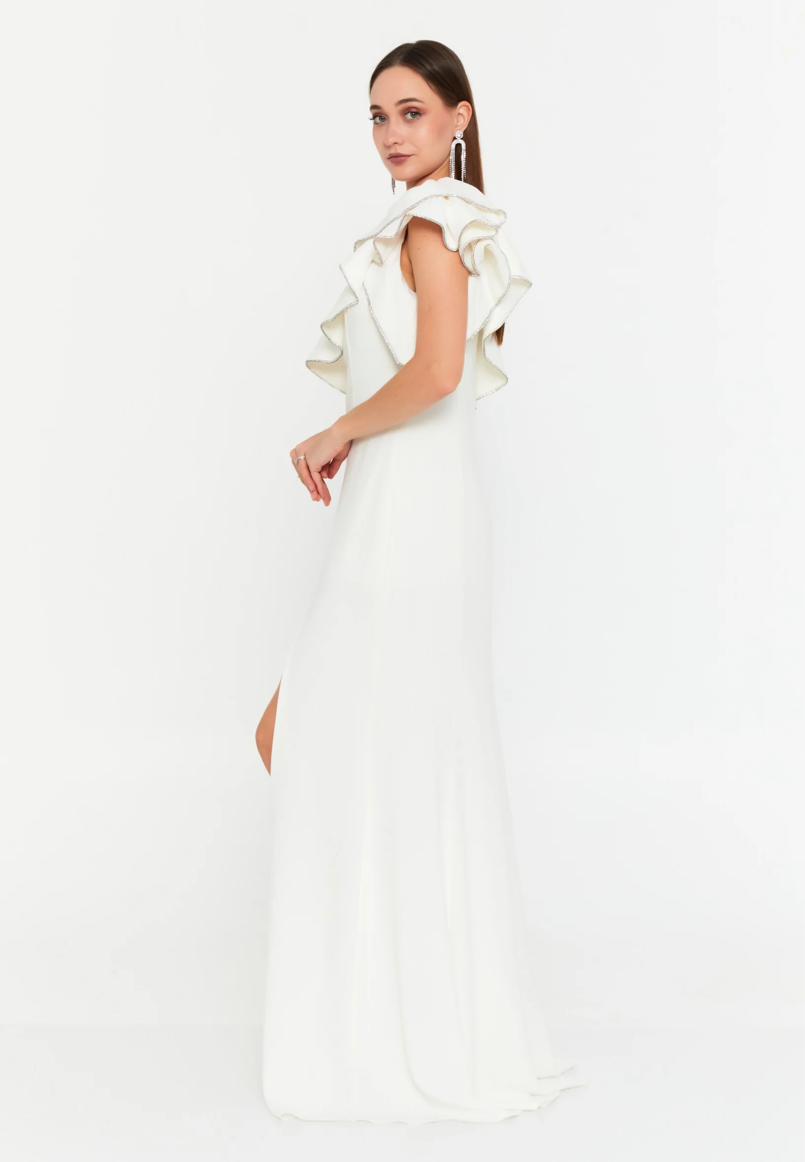 One Shoulder Maxi Viscose Mermaid Regular Wedding Guest Dress msp77351 - Image 7