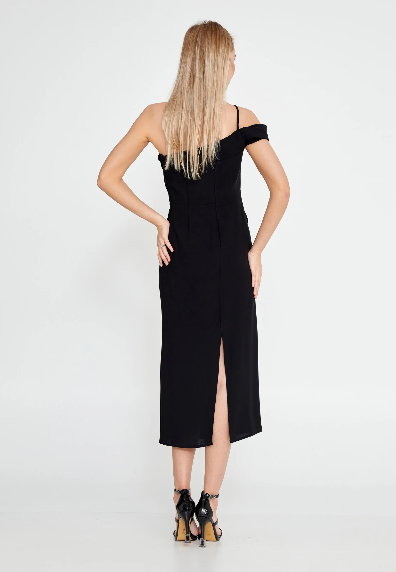 One Shoulder Midi Viscose Column Regular Casual Dress kmy24y40402 - Image 2