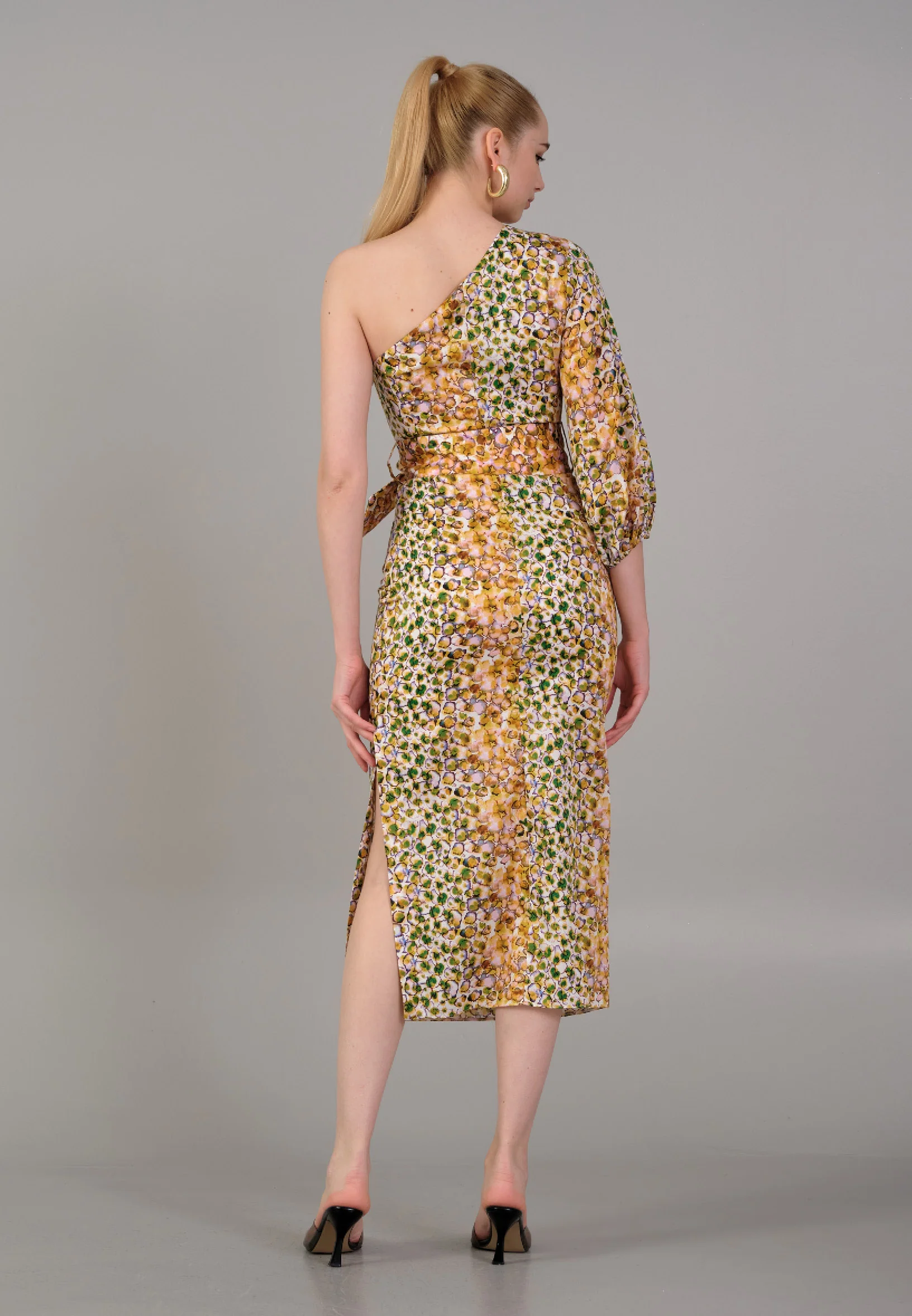 One Shoulder Midi Viscose Column Regular Casual Dress kmy24y40499 - Image 2